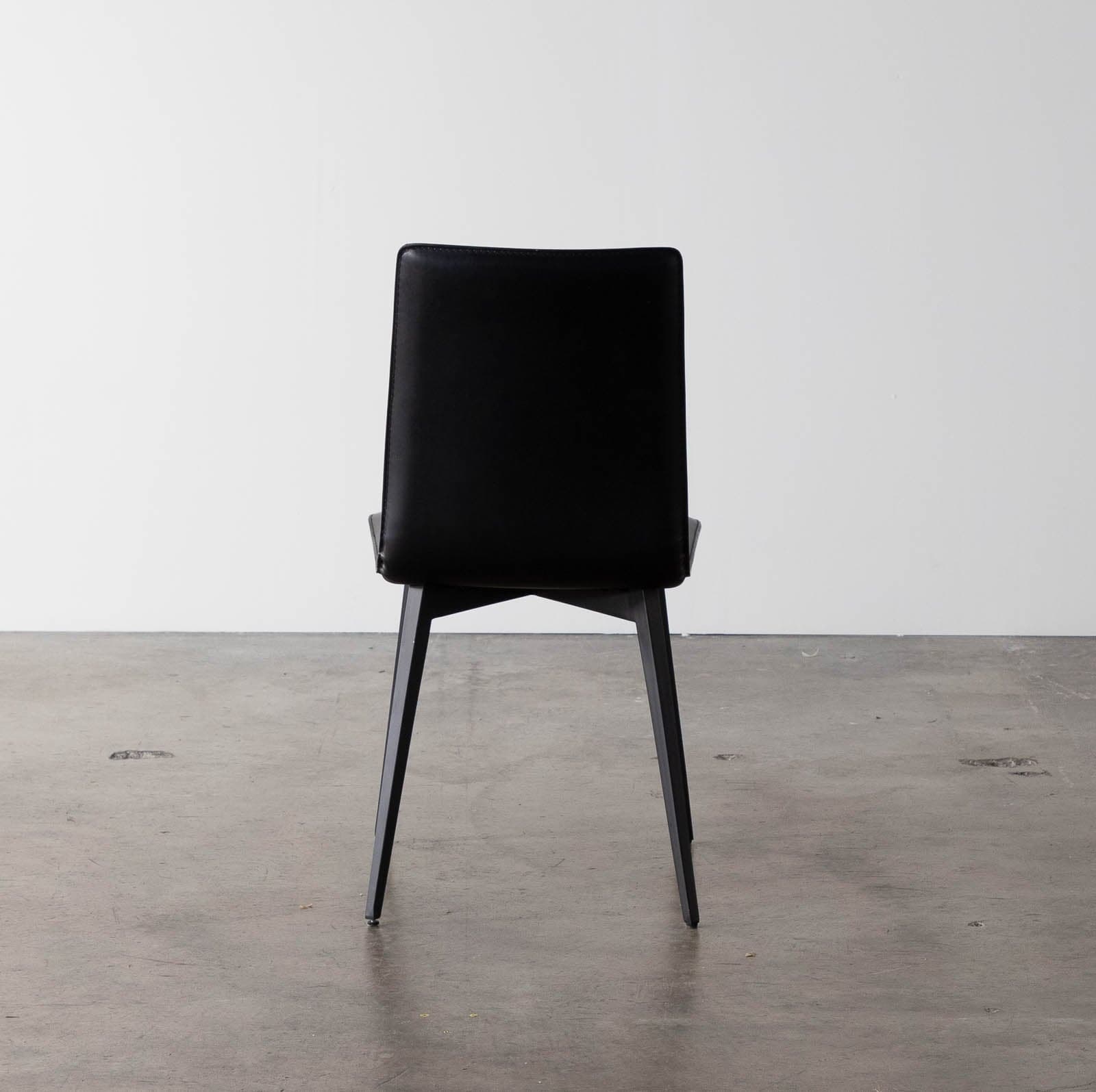 Room & Board Hirsch Leather Chairs in Black with Metal Legs (Set of 6) - Thumbnail 7