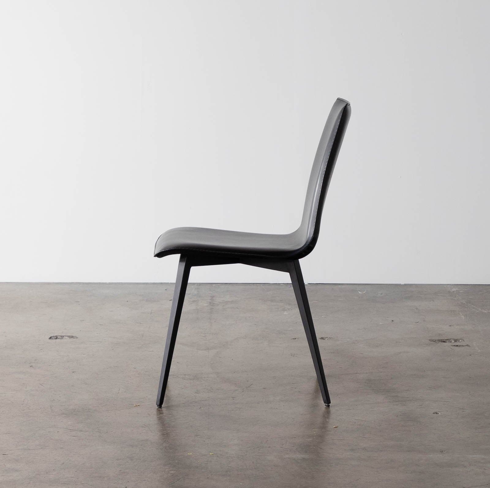 Room & Board Hirsch Leather Chairs in Black with Metal Legs (Set of 6) - Thumbnail 5