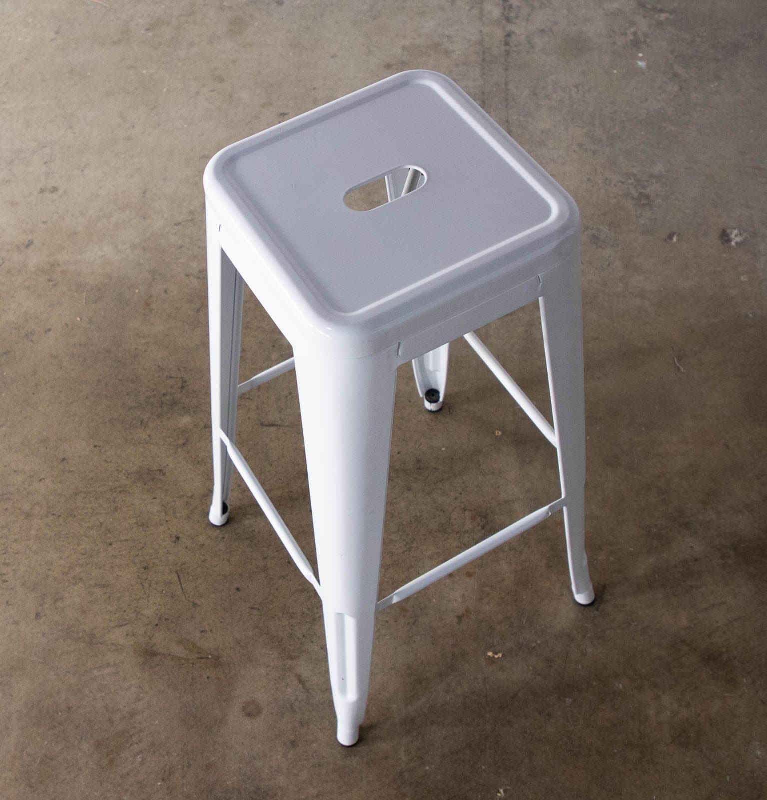White Backless Square Metal Bar Stools (4) - Thumbnail 5
