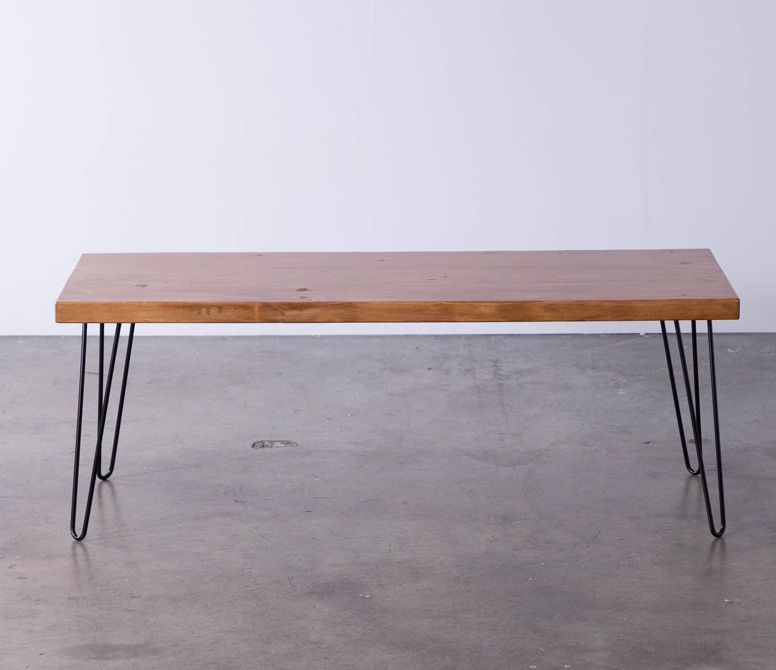 Redwood Coffee Table with Metal Hairpin Legs - Thumbnail 2