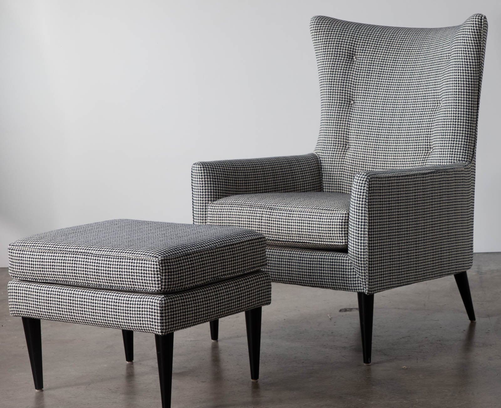Room & Board Louis Armchair & Ottoman in Trend Salt Fabric
