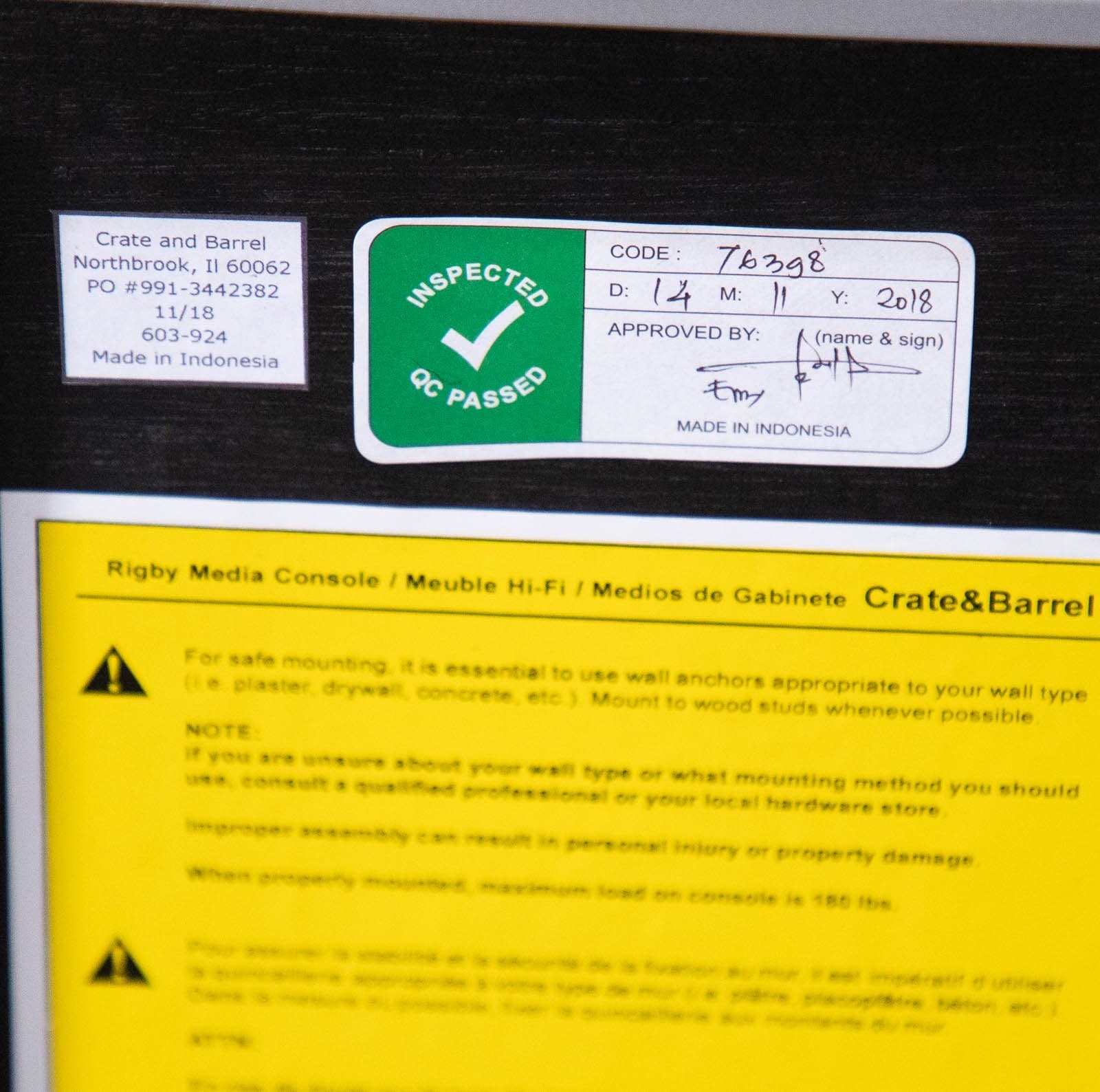 Crate & Barrel Rigby Small Wenge Media Console with a Metal Base - Thumbnail 7