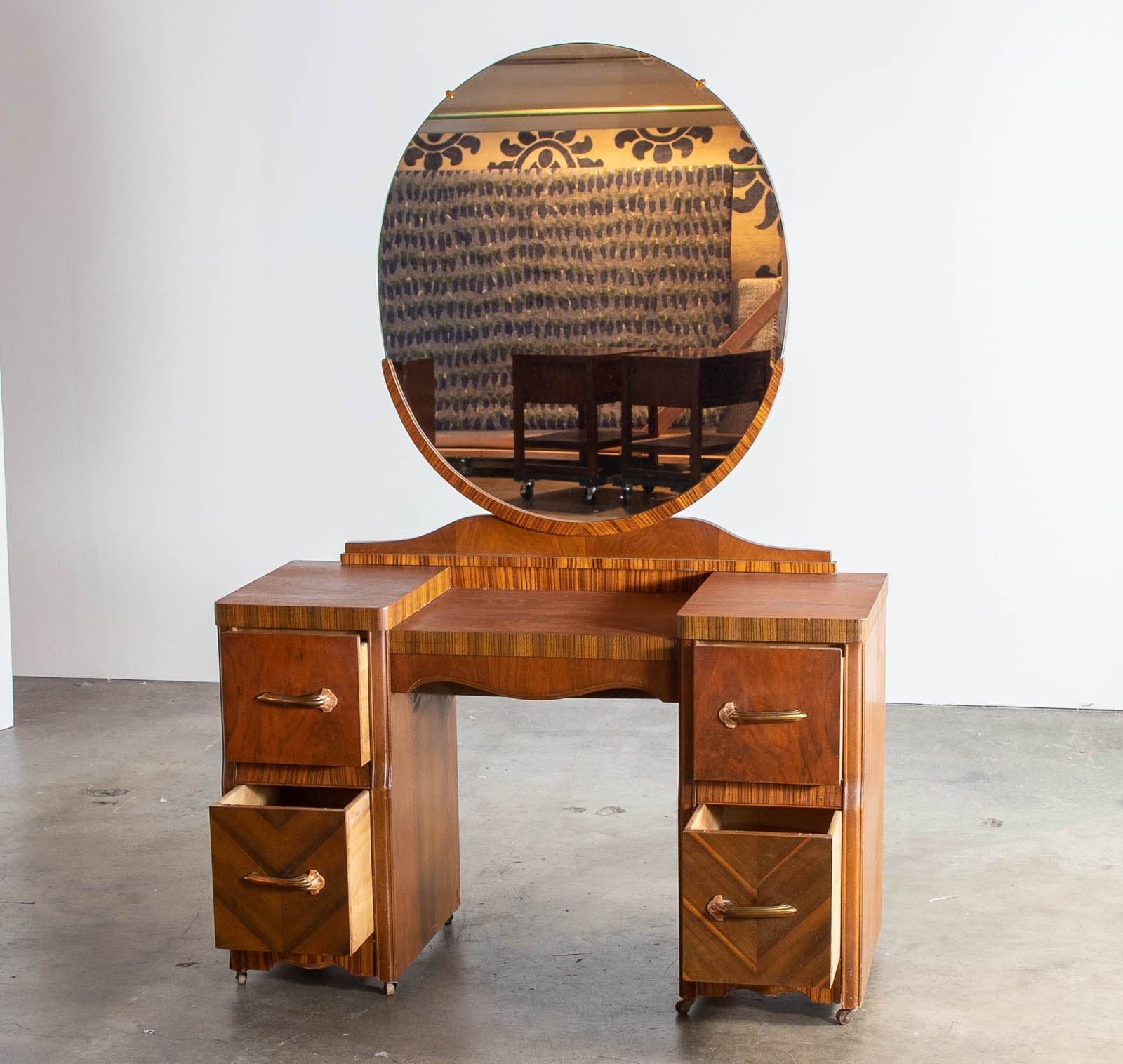 Vintage Vanity with Mirror and 4 Drawers - Image 1