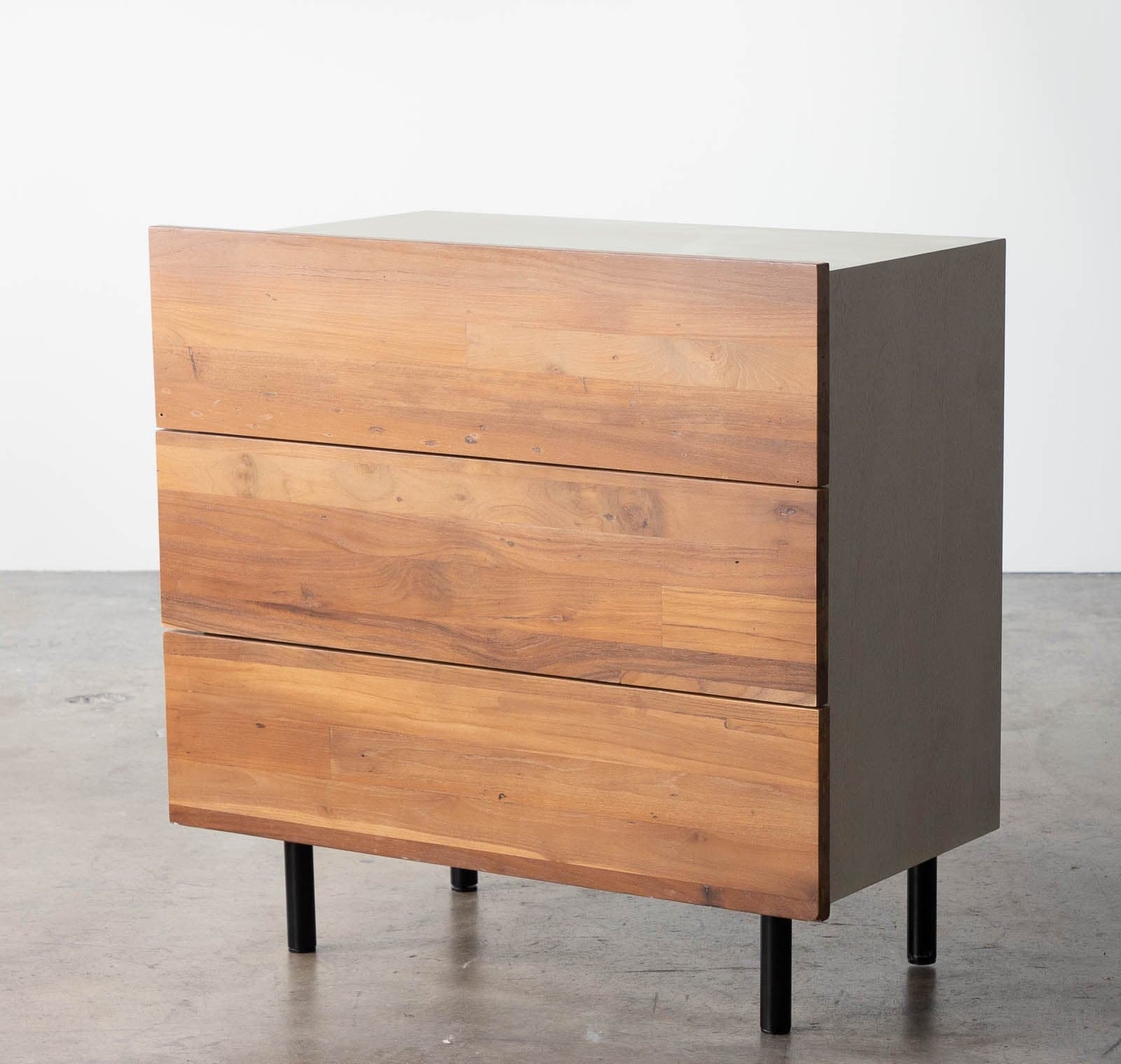 EQ3 Reclaimed Teak Single Dresser with Almond Finish and Three Drawers