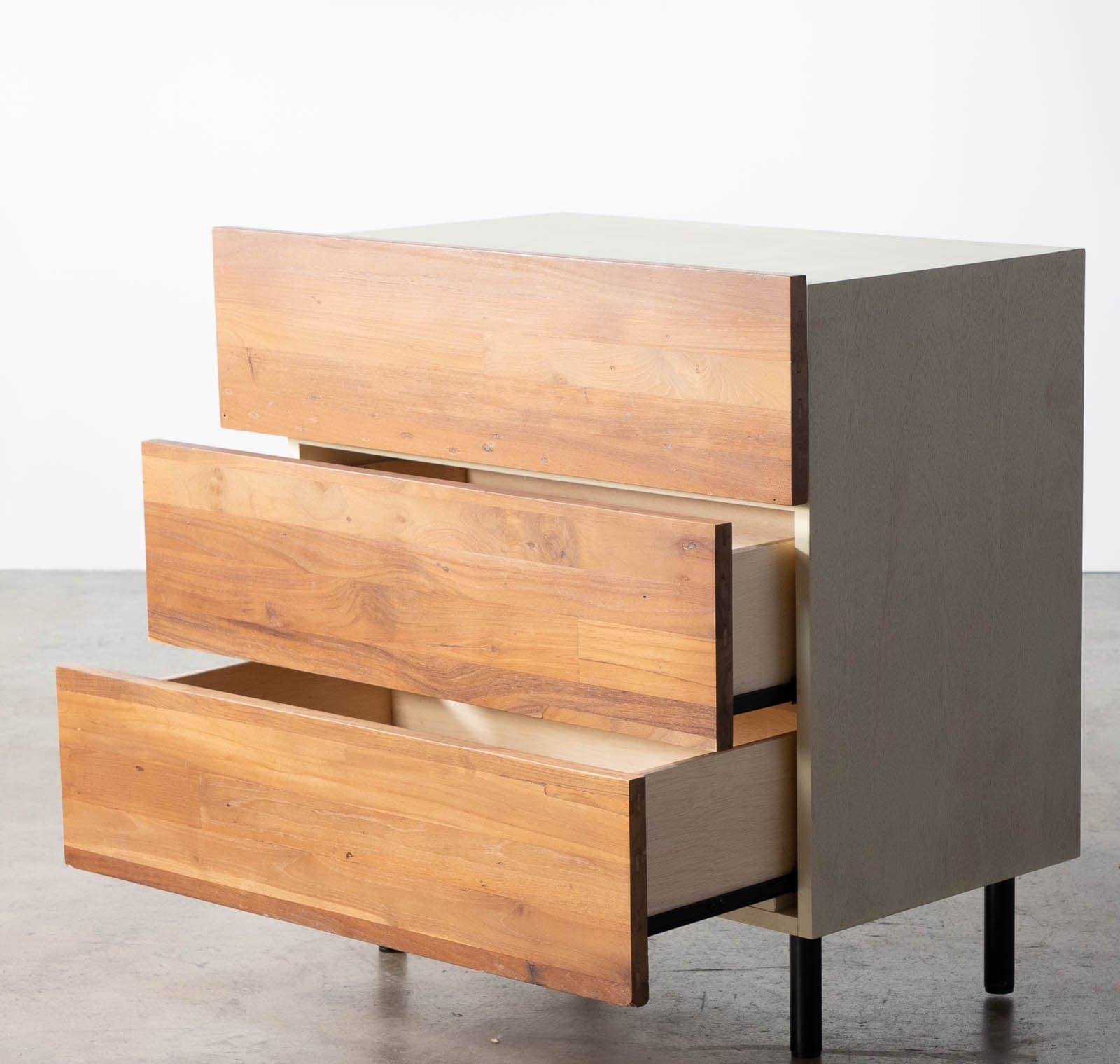 EQ3 Reclaimed Teak Single Dresser with Almond Finish and Three Drawers - Thumbnail 2