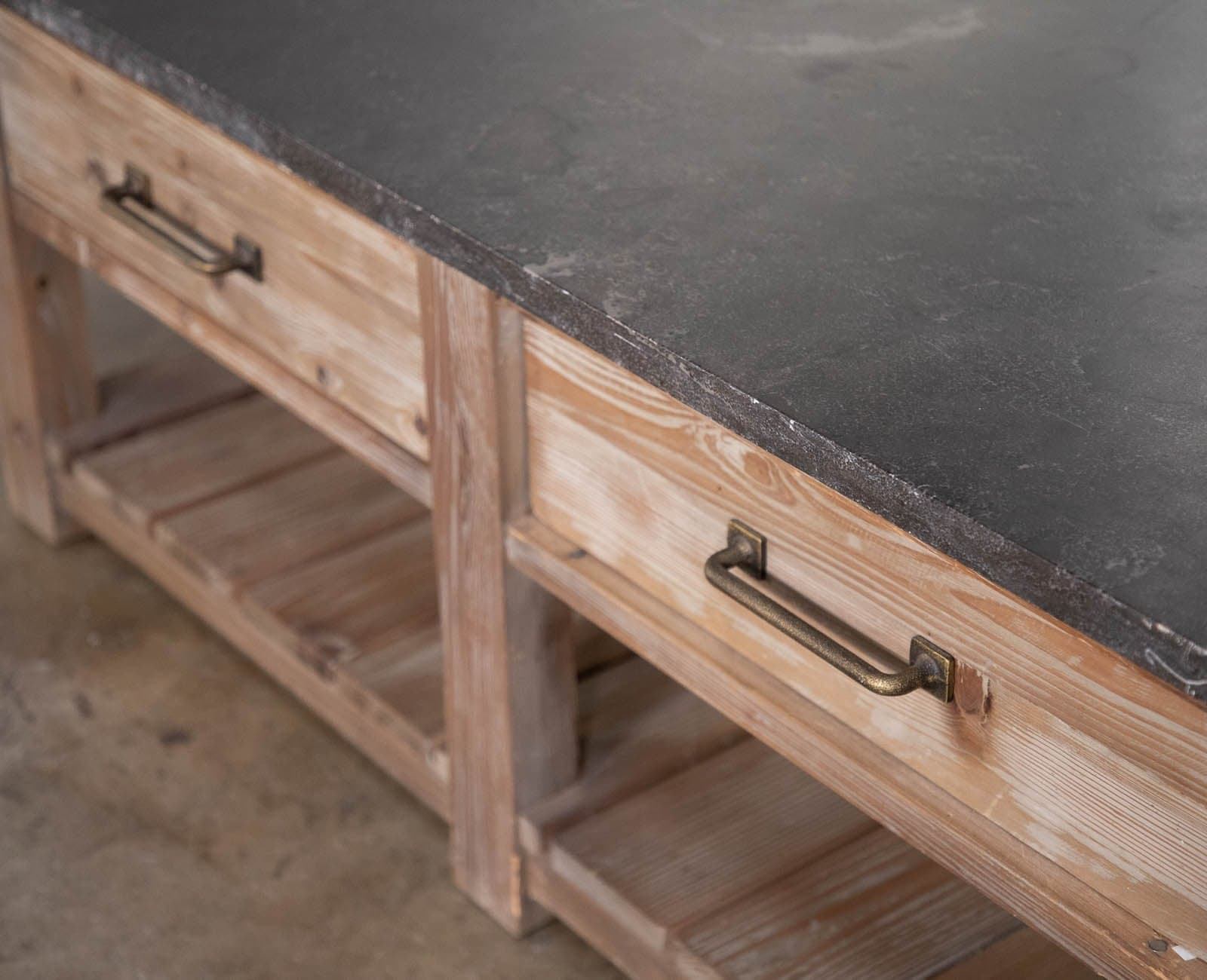 Pottery Barn Parker 50” Reclaimed Wood Coffee Table with Bluestone Marble Top - Thumbnail 8