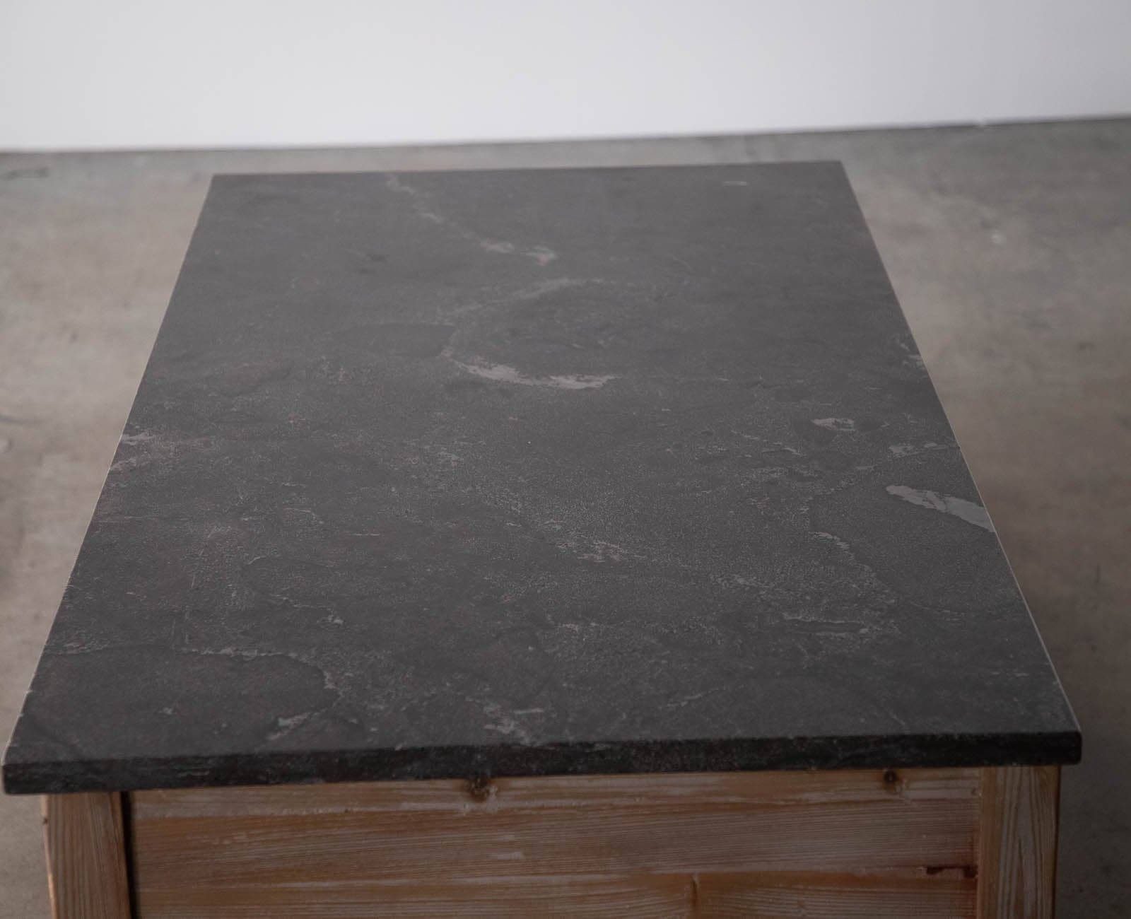 Pottery Barn Parker 50” Reclaimed Wood Coffee Table with Bluestone Marble Top - Thumbnail 6