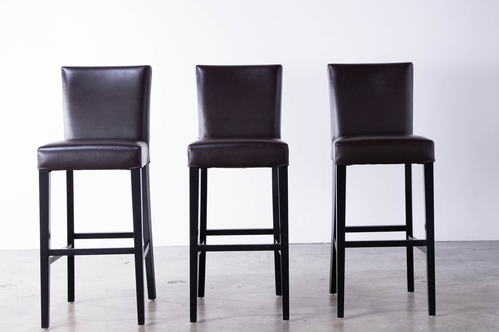 Crate and Barrel Lowe Chocolate Leather Bar Stools (3) - Thumbnail 2