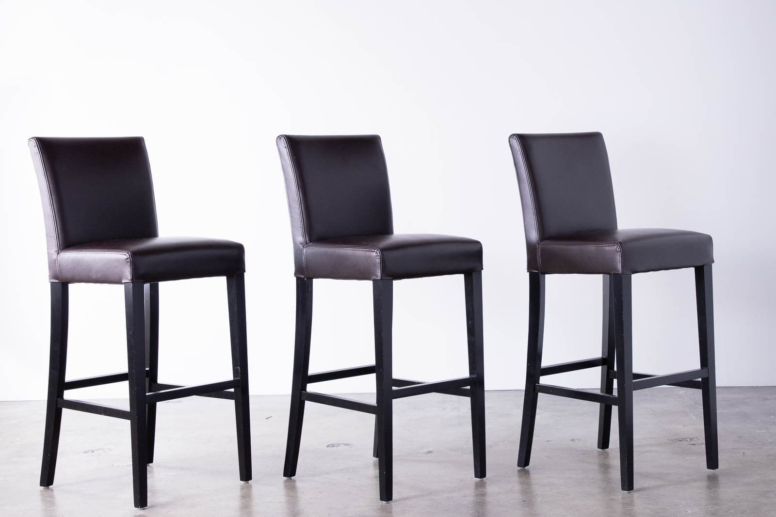Crate and Barrel Lowe Chocolate Leather Bar Stools (3) - Thumbnail 3