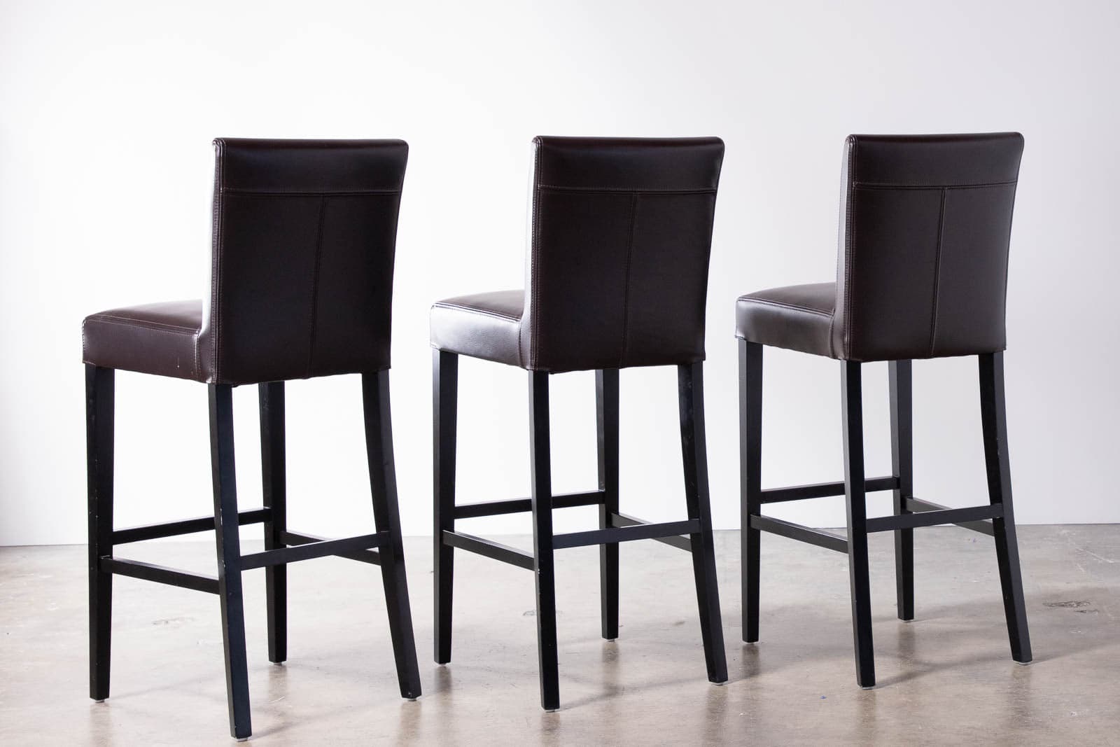 Crate and Barrel Lowe Chocolate Leather Bar Stools (3) - Thumbnail 5