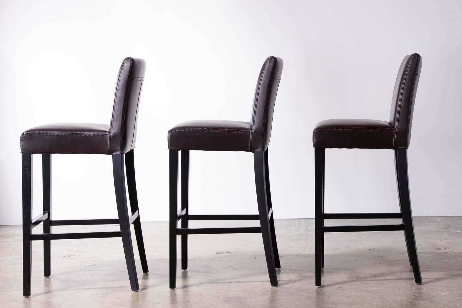 Crate and Barrel Lowe Chocolate Leather Bar Stools (3) - Thumbnail 4