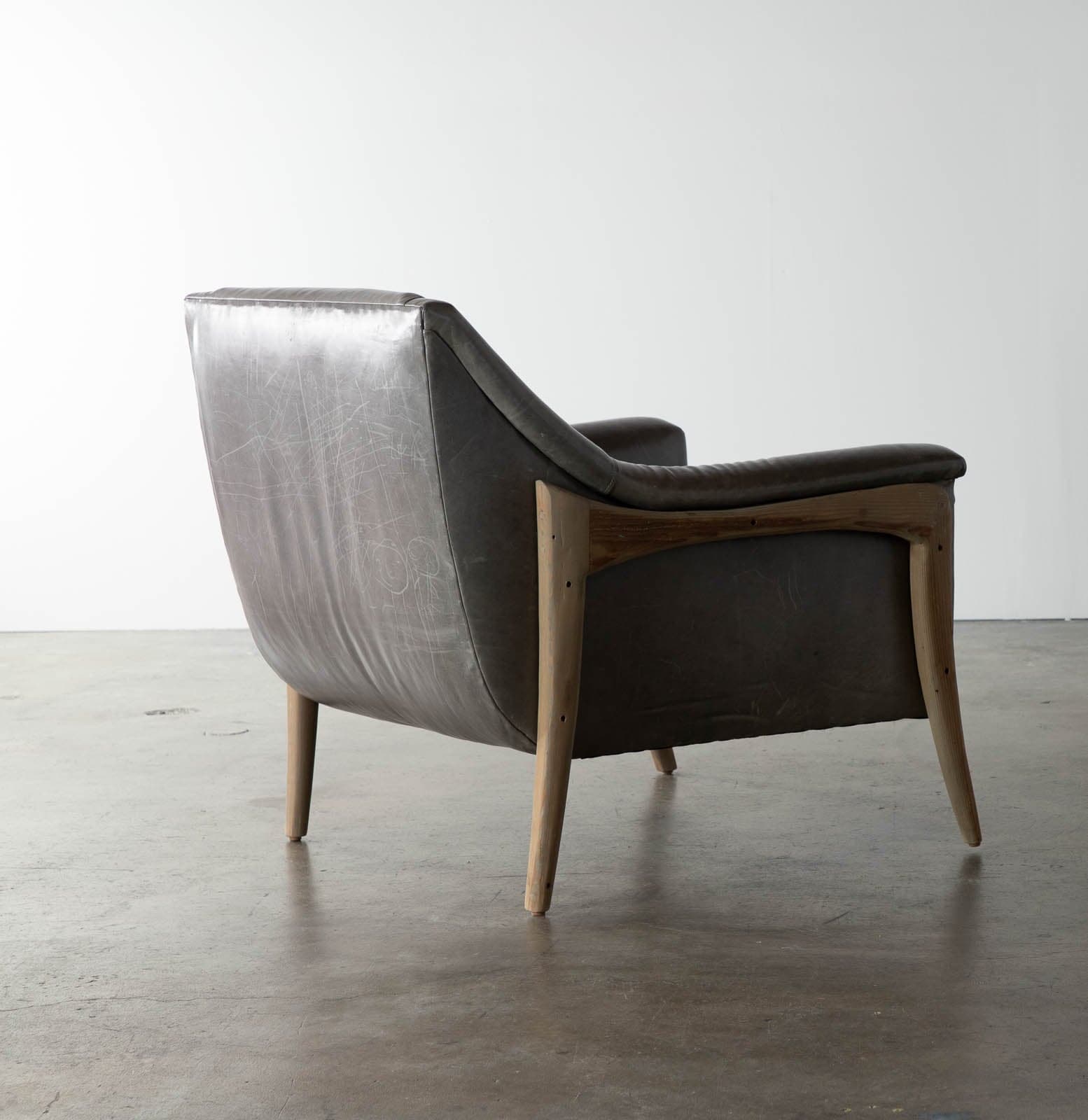 One Kings Lane Leather & Wood Armchair - Thumbnail 3