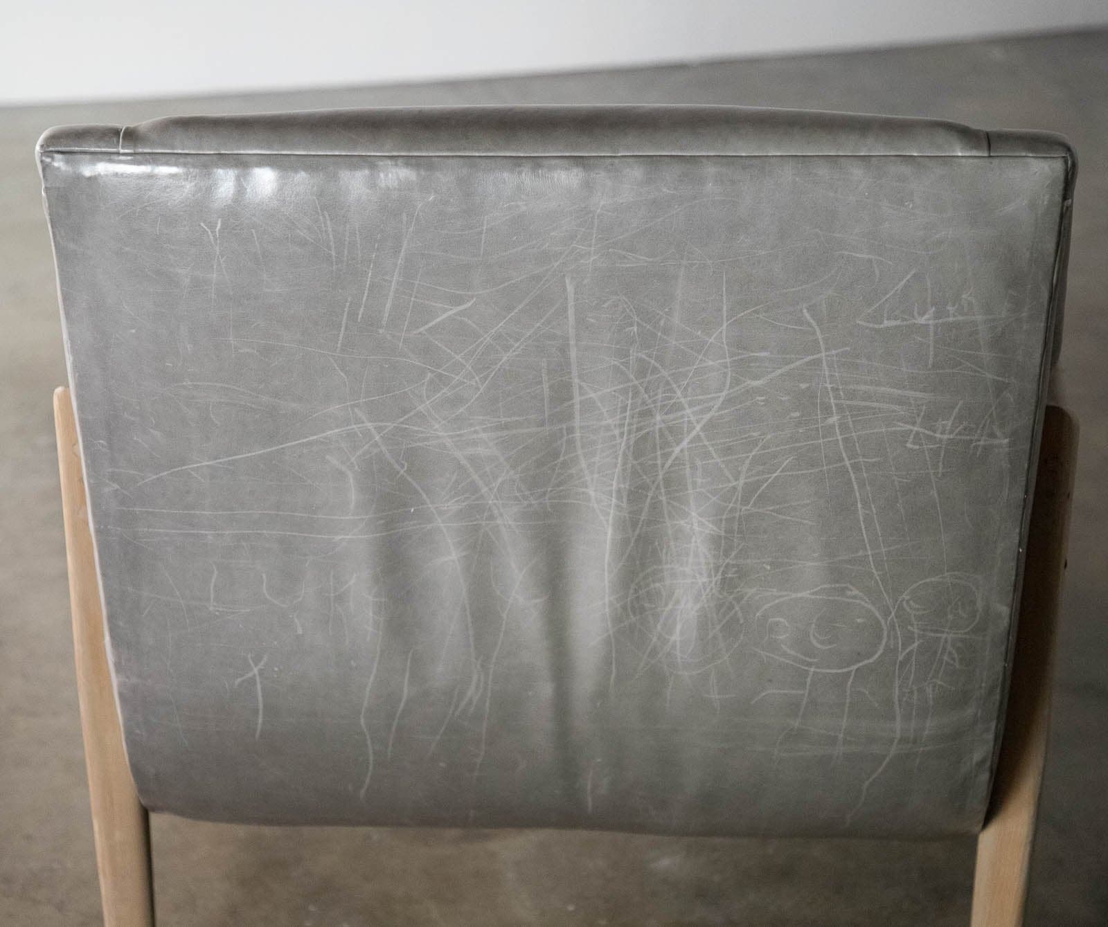 One Kings Lane Leather & Wood Armchair - Thumbnail 4