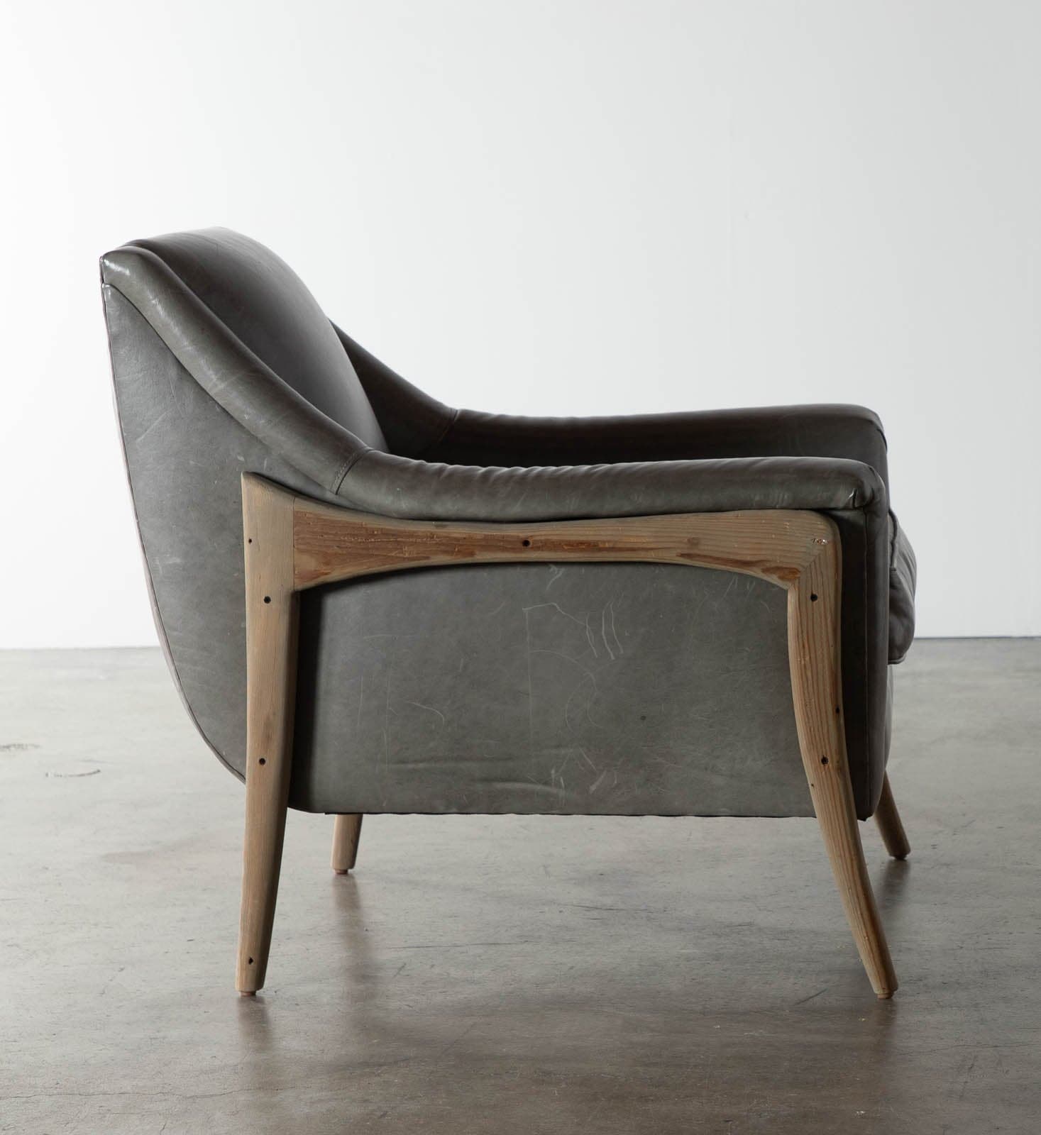 One Kings Lane Leather & Wood Armchair - Thumbnail 2