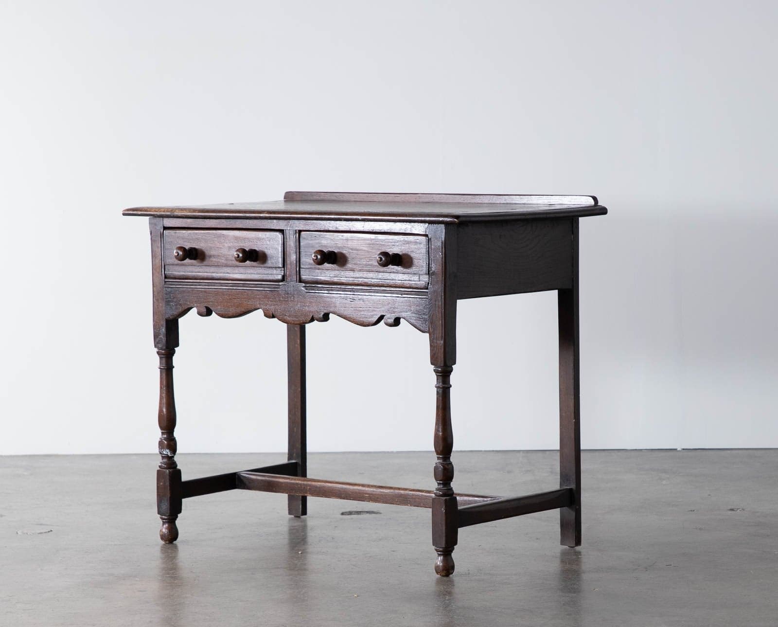 Vintage Wood Side Table with 2 Drawers - Image 1