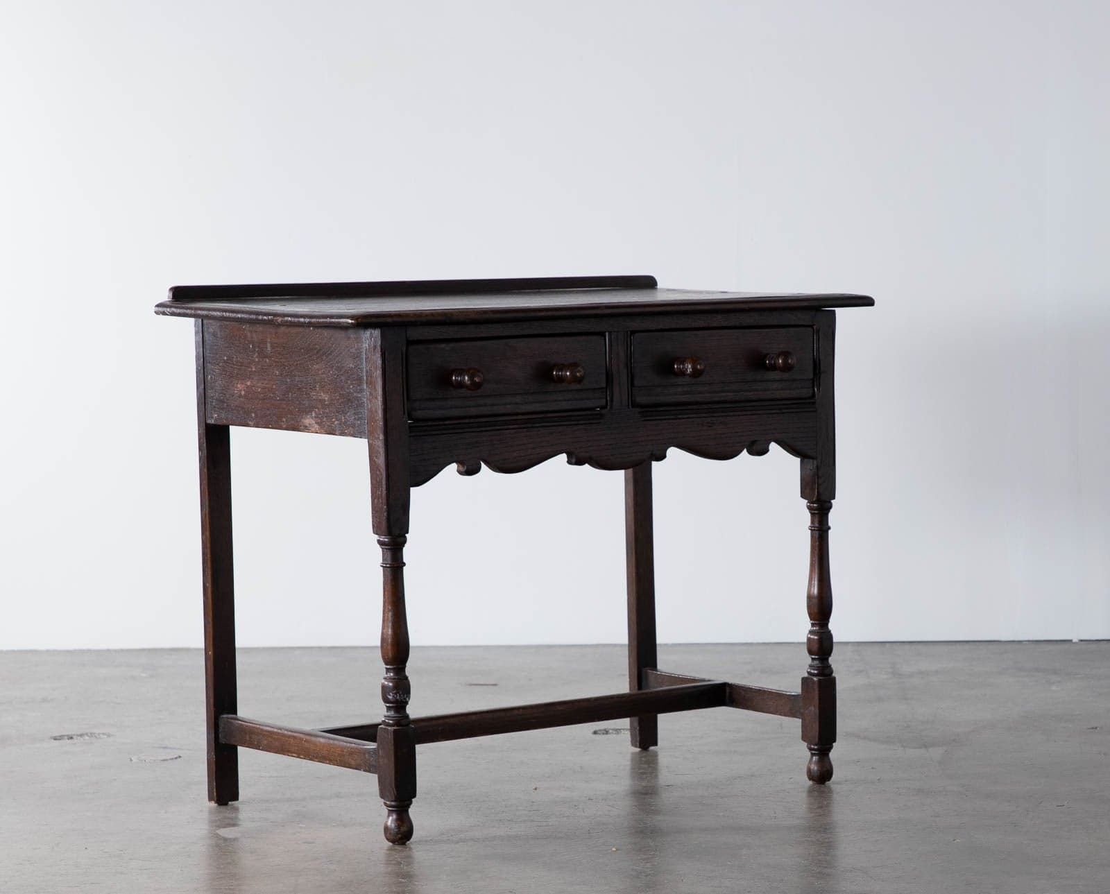 Vintage Wood Side Table with 2 Drawers - Thumbnail 3