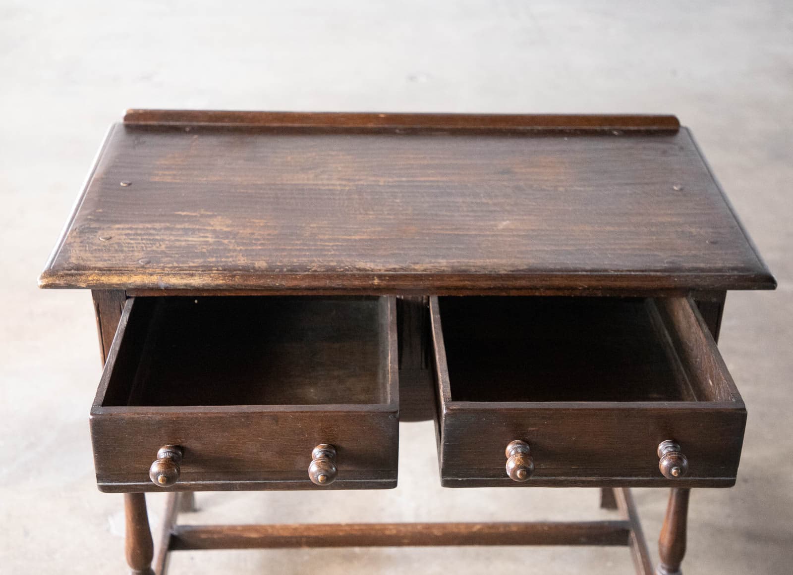 Vintage Wood Side Table with 2 Drawers - Thumbnail 8