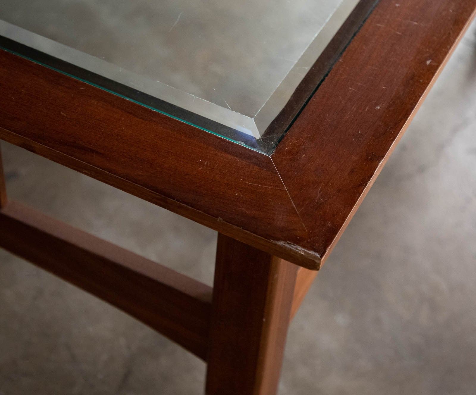 Ethan Allen Square Wood Coffee Table with Glass - Thumbnail 2