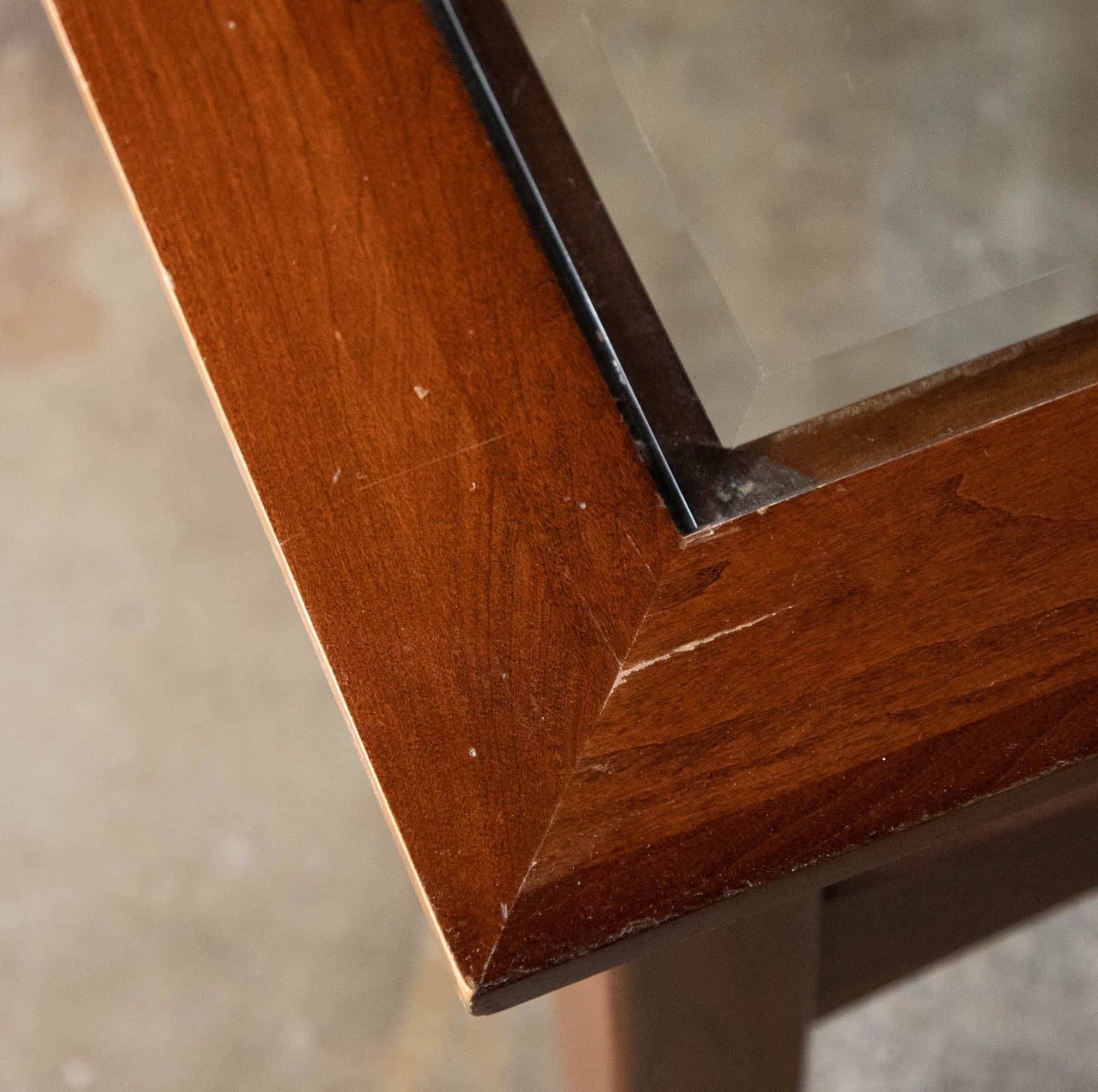 Ethan Allen Square Wood Coffee Table with Glass - Thumbnail 5