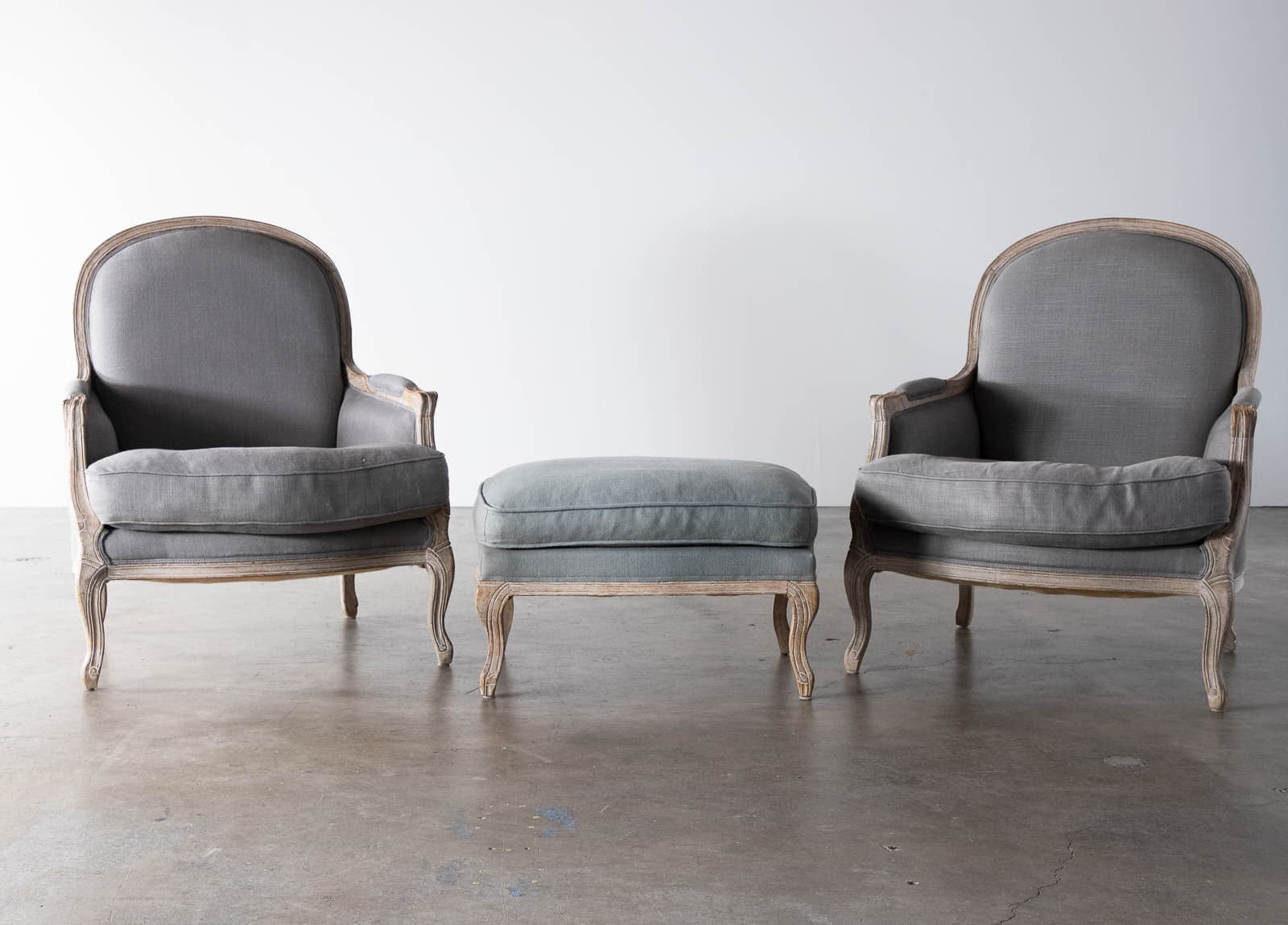 Restoration Hardware Bergere style Arm Chair (1) & Matching Ottoman