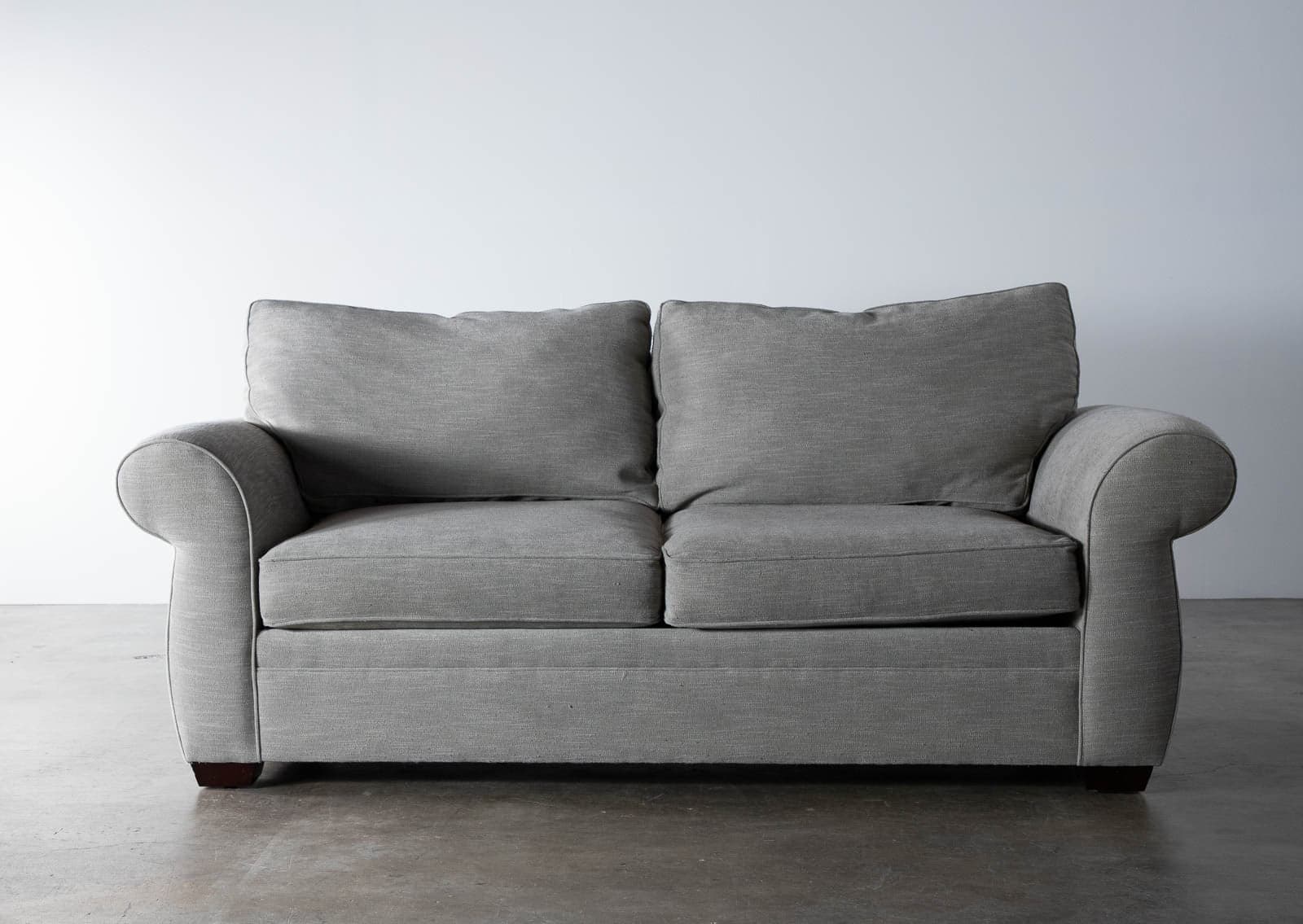 Pottery Barn Roll Arm Sofa with Silver Taupe Performance Tweed - Thumbnail 2