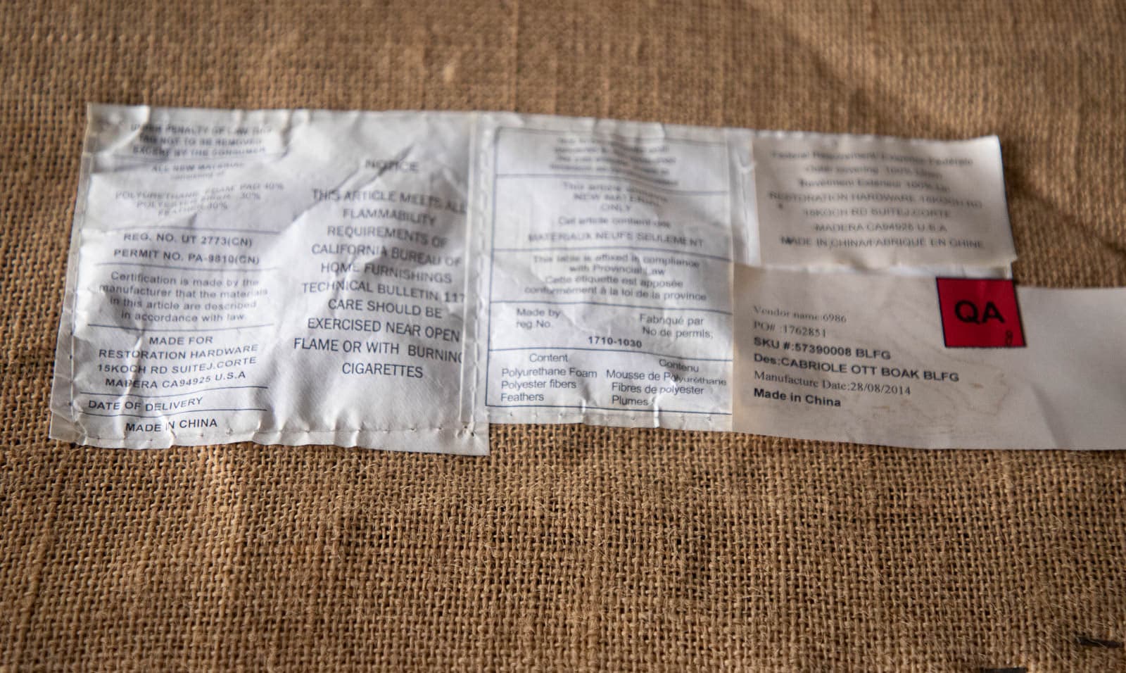 Restoration Hardware Bergere style Arm Chair (1) & Matching Ottoman - Thumbnail 7