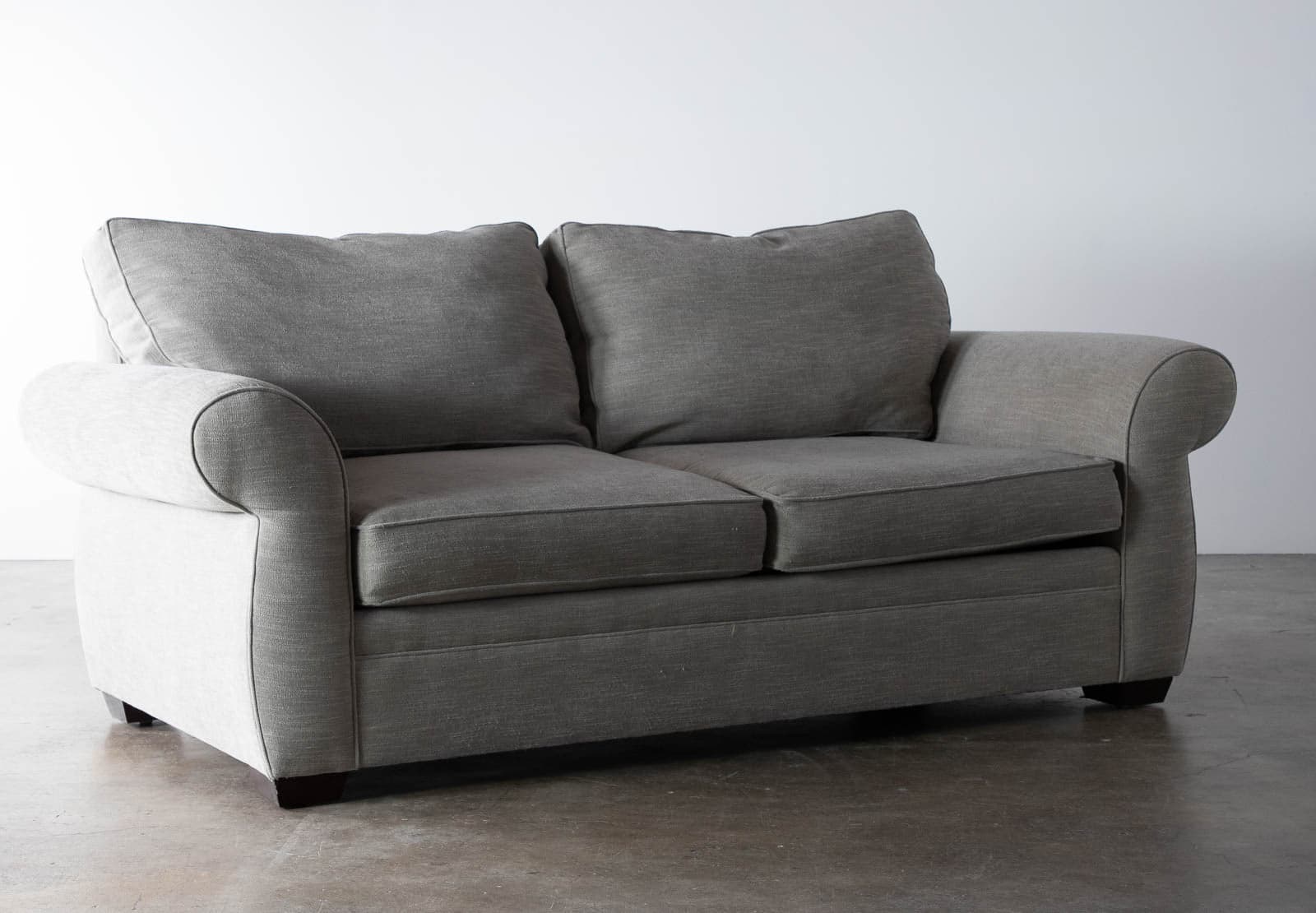 Pottery Barn Roll Arm Sofa with Silver Taupe Performance Tweed - Thumbnail 3