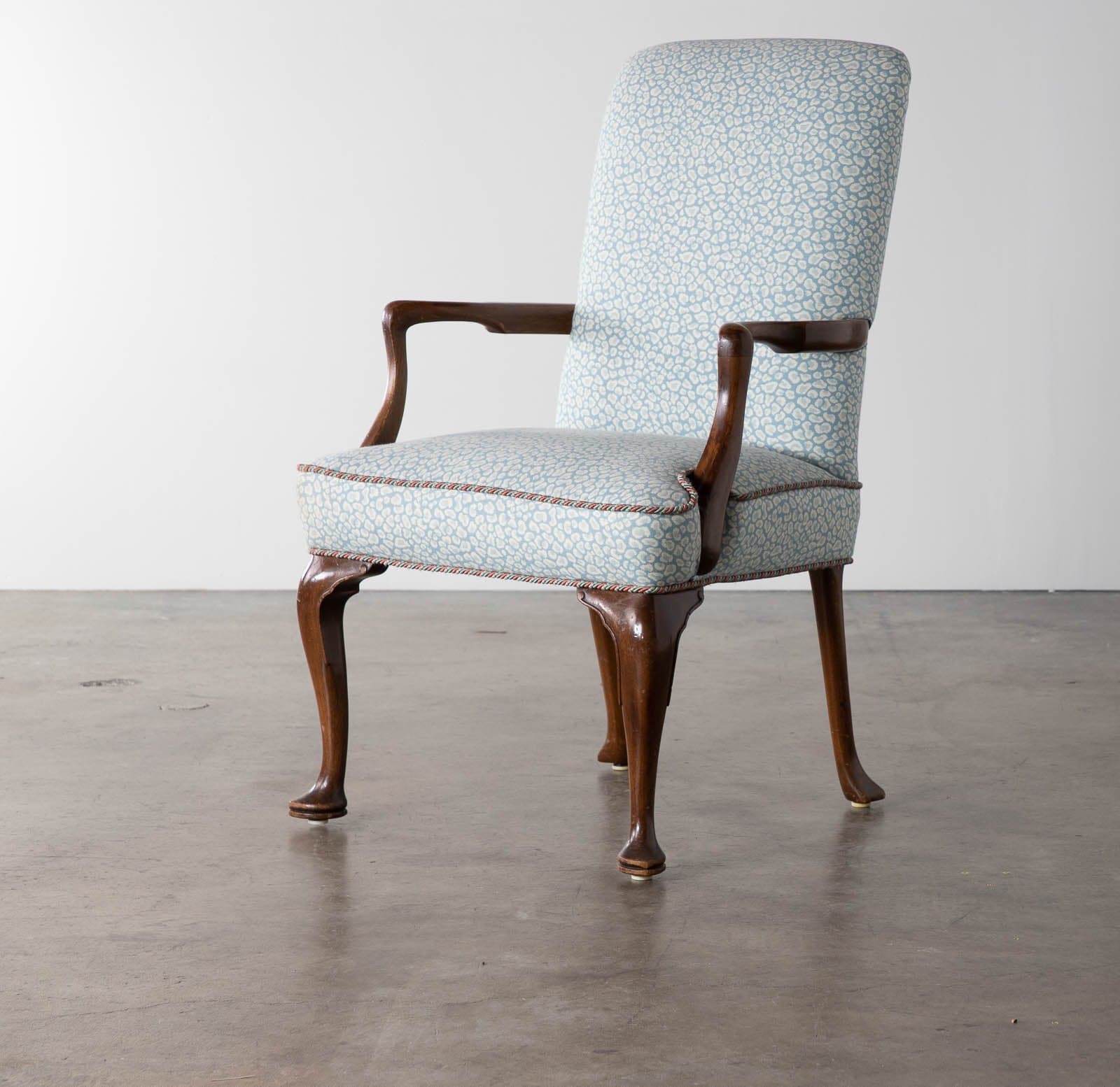 Upholstered Armchair with Designer Fabric and Contrast Piping - Image 1