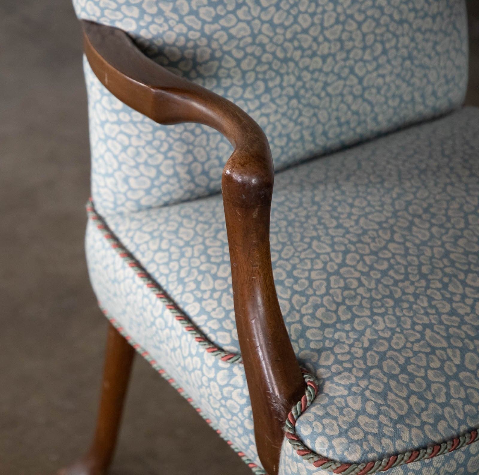 Upholstered Armchair with Designer Fabric and Contrast Piping - Thumbnail 6
