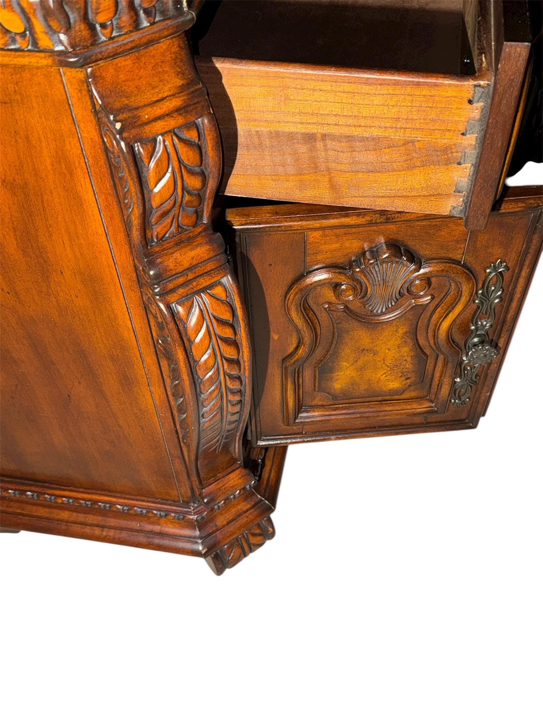 Pair of Ornate Acme Furniture Nightstands – Genuine Marble Tops & Hand-Carved Details - Thumbnail 9