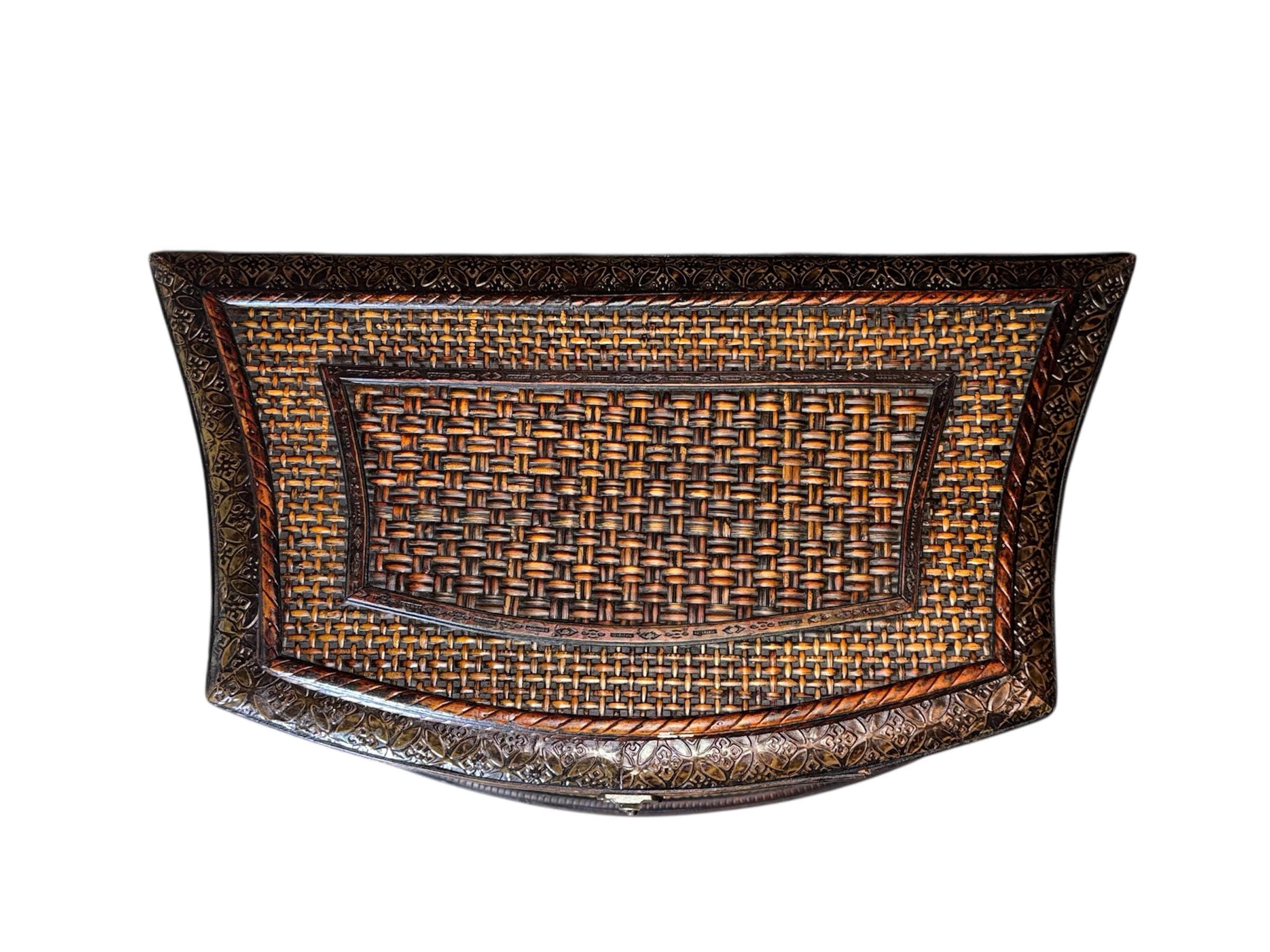 19th C. Anglo-Indian Serpentine Side Table - Ebonized & Cane - Thumbnail 6