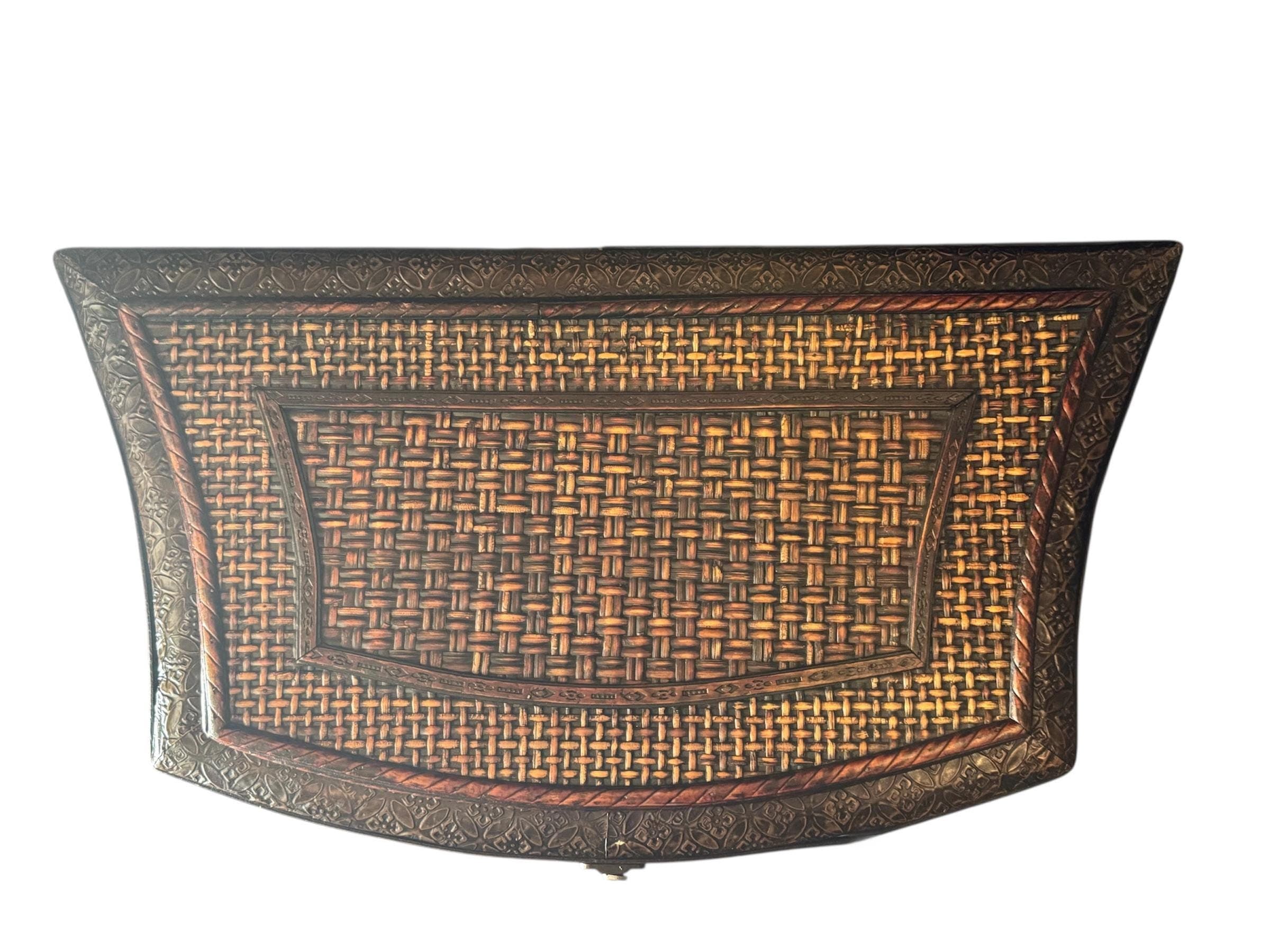 19th C. Anglo-Indian Serpentine Side Table - Ebonized & Cane - Thumbnail 12