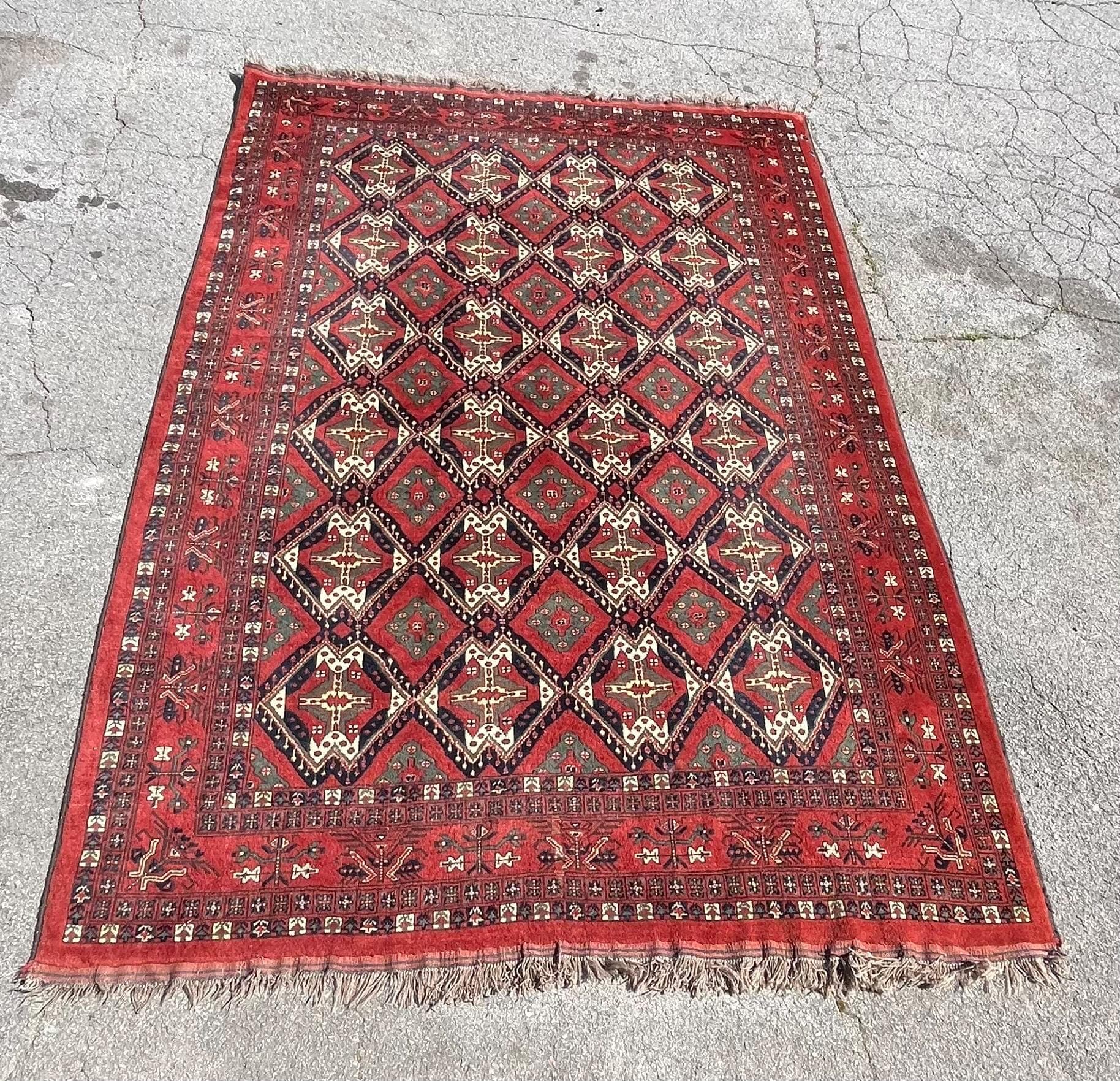 Handmade Turkomen Rug: Lived-In Character (9'6" x 6'6") - Thumbnail 2