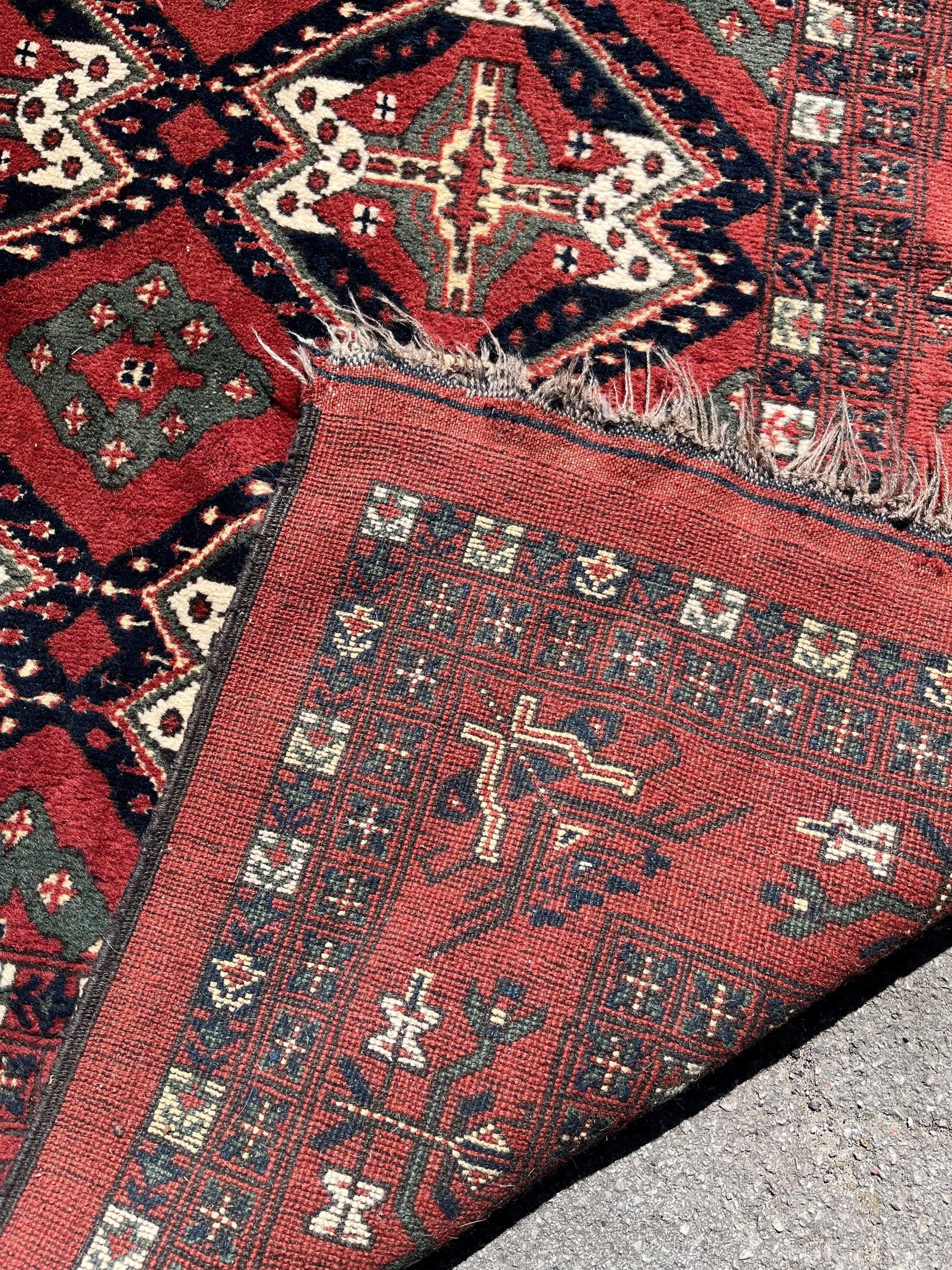 Handmade Turkomen Rug: Lived-In Character (9'6" x 6'6") - Thumbnail 4