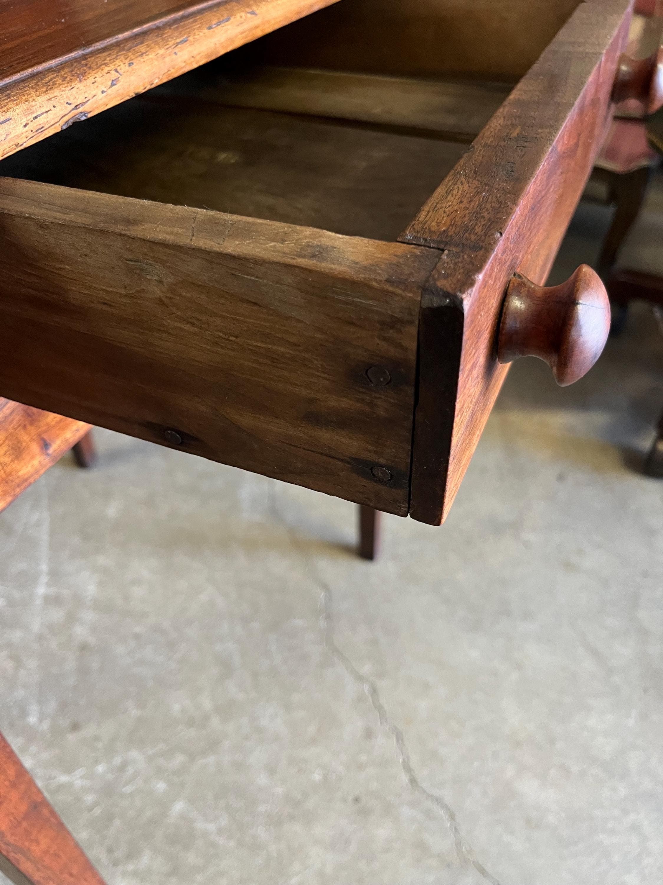 Primitive Antique Side Table or Work Table - Thumbnail 8