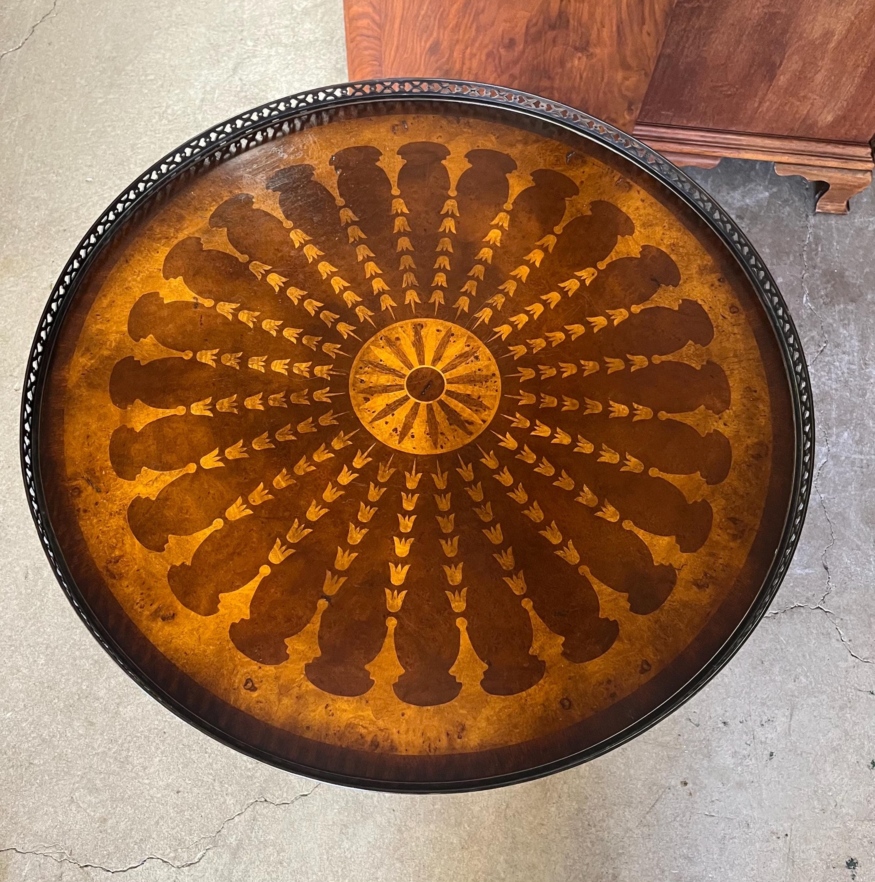 Round Inlaid Table Attributed to Theodore Alexander - Thumbnail 4