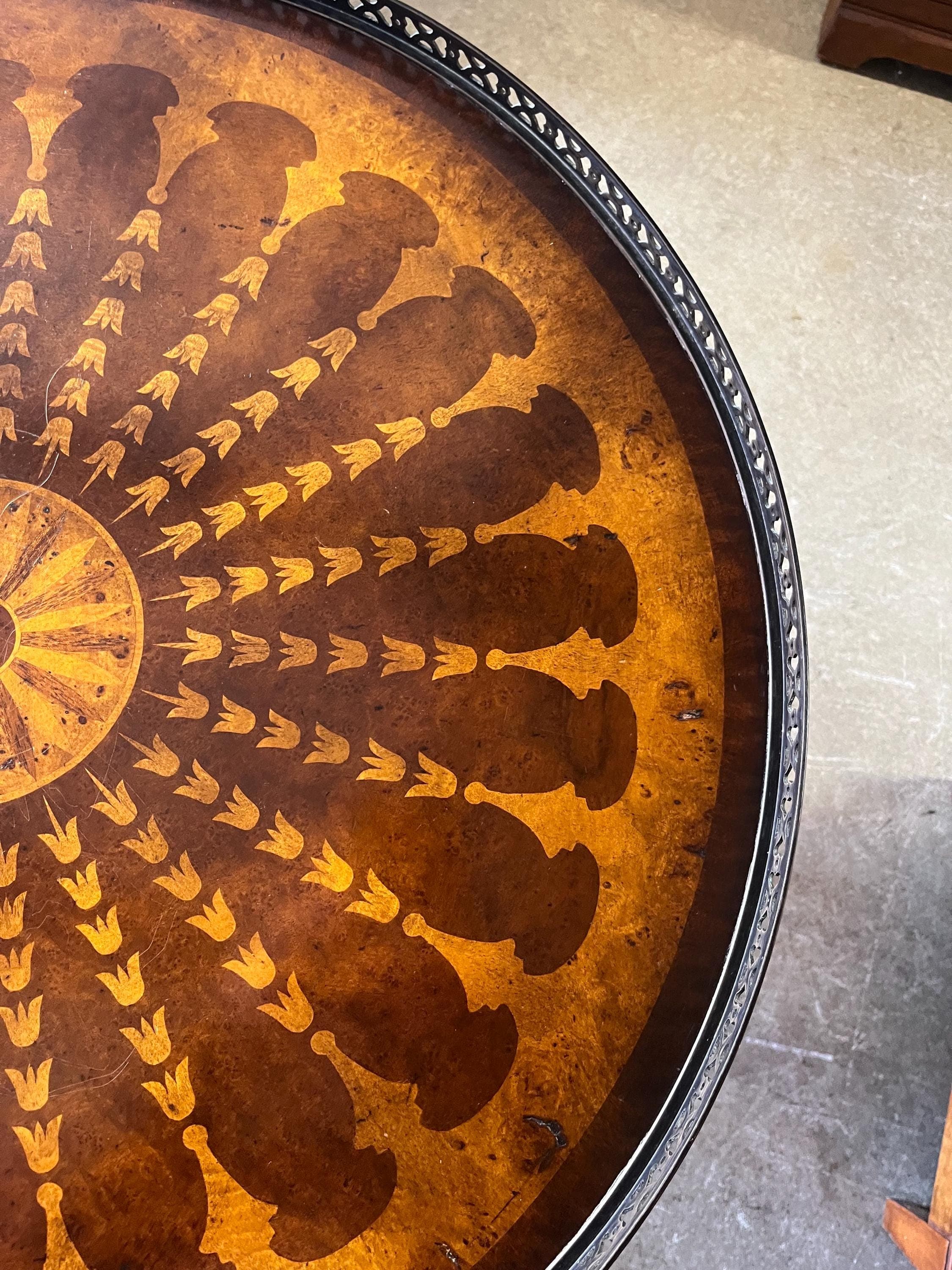 Round Inlaid Table Attributed to Theodore Alexander - Thumbnail 8