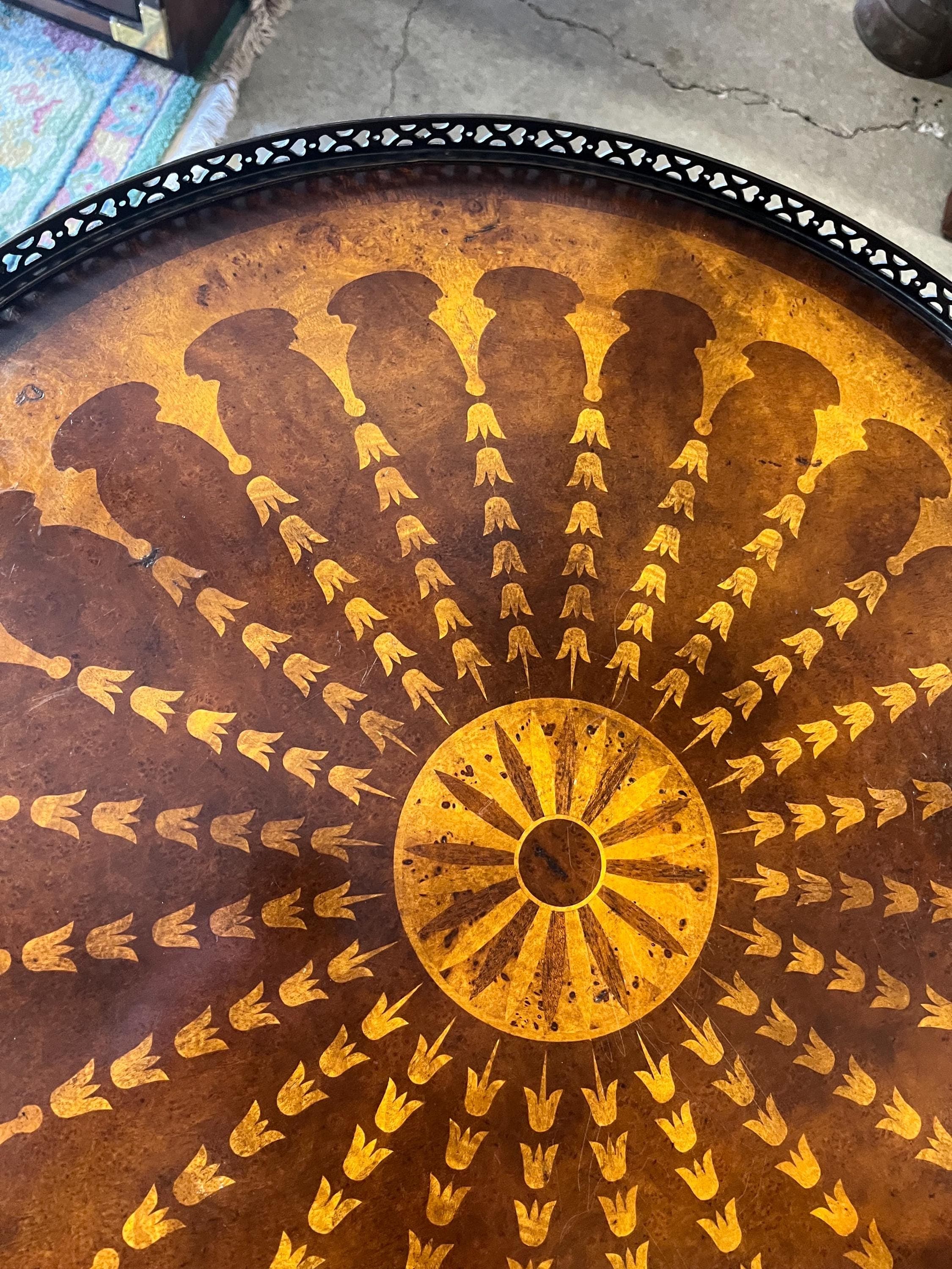 Round Inlaid Table Attributed to Theodore Alexander - Thumbnail 10