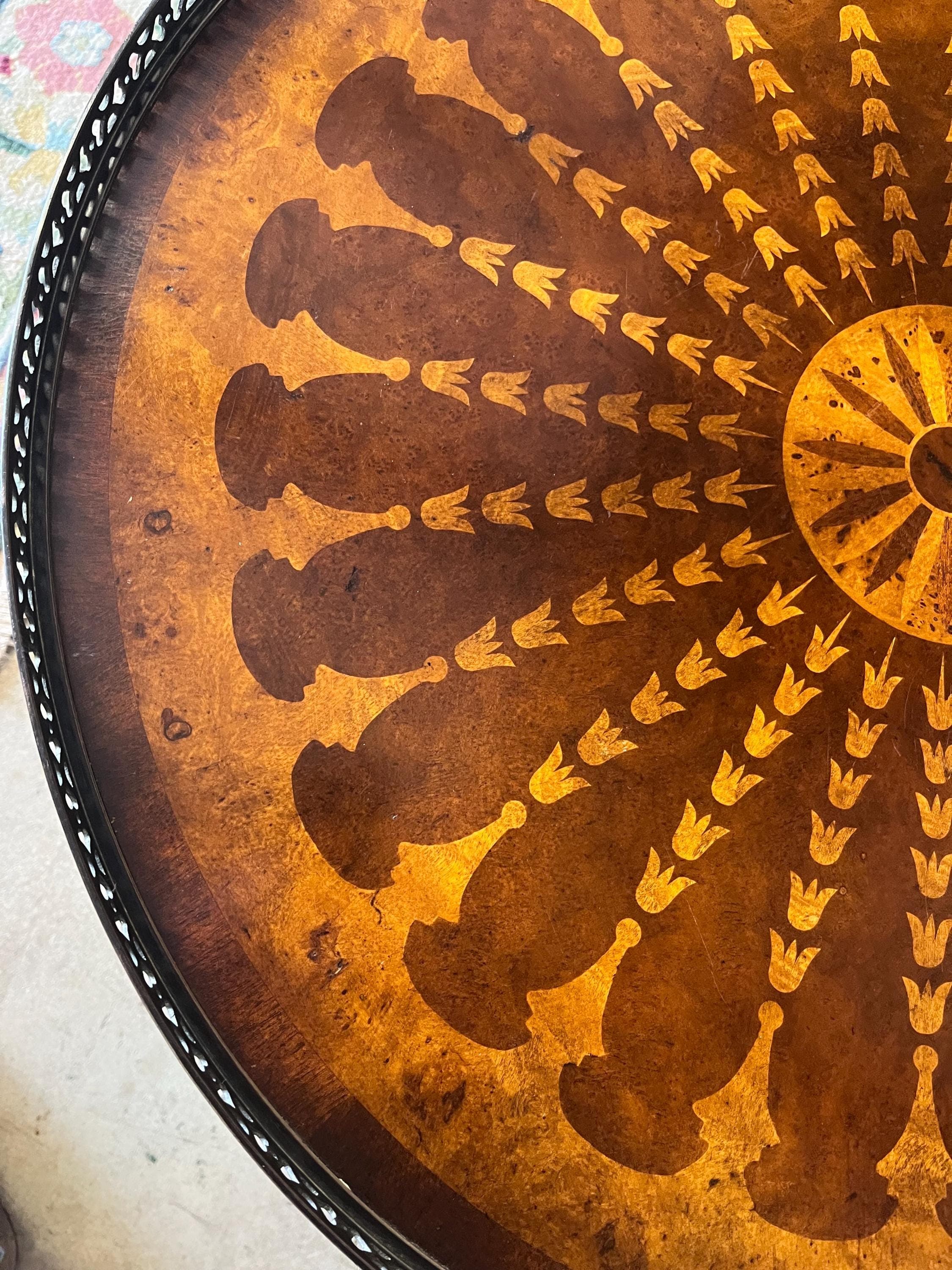 Round Inlaid Table Attributed to Theodore Alexander - Thumbnail 12