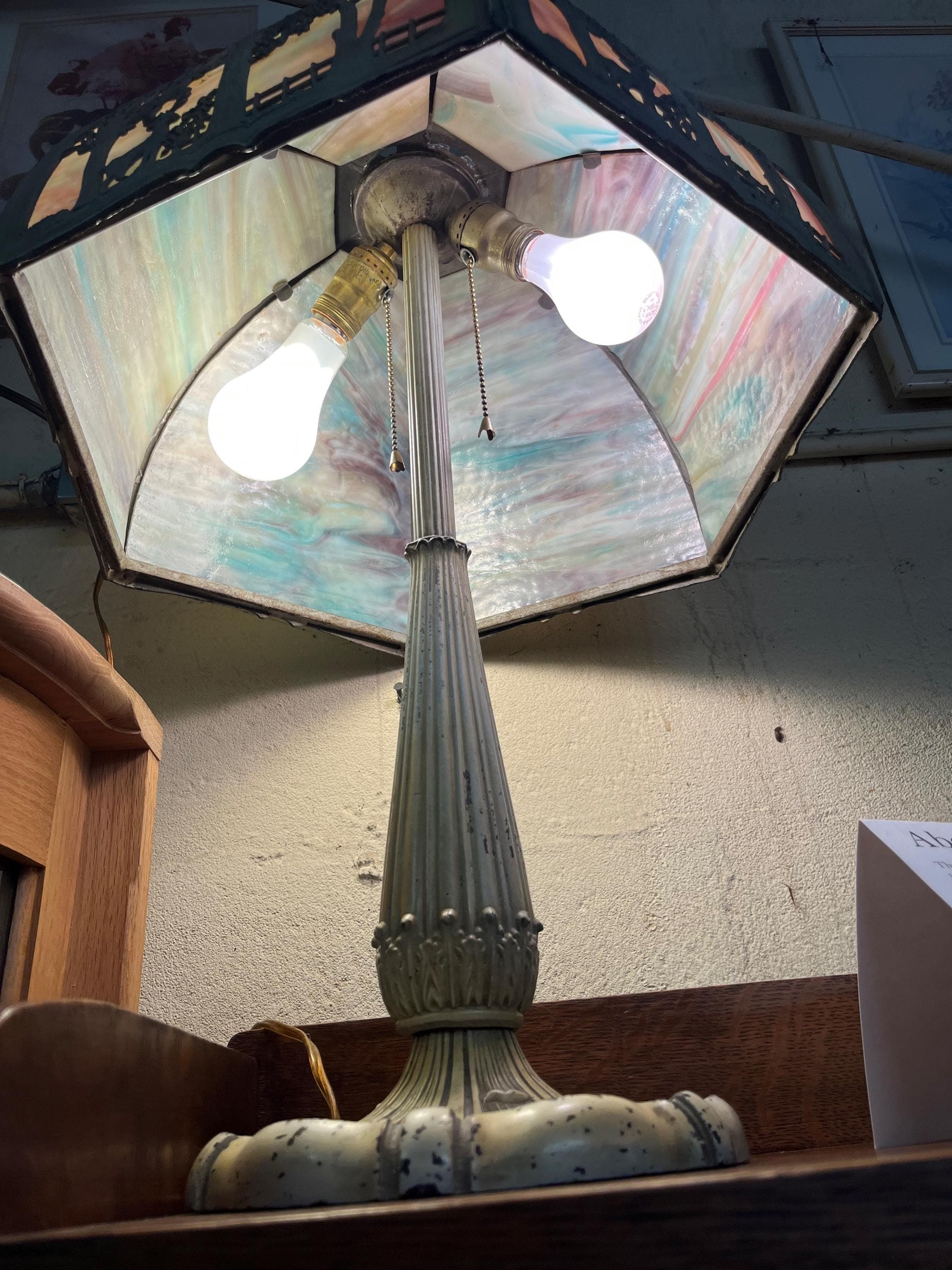 Antique Slag Glass Lamp - Thumbnail 3