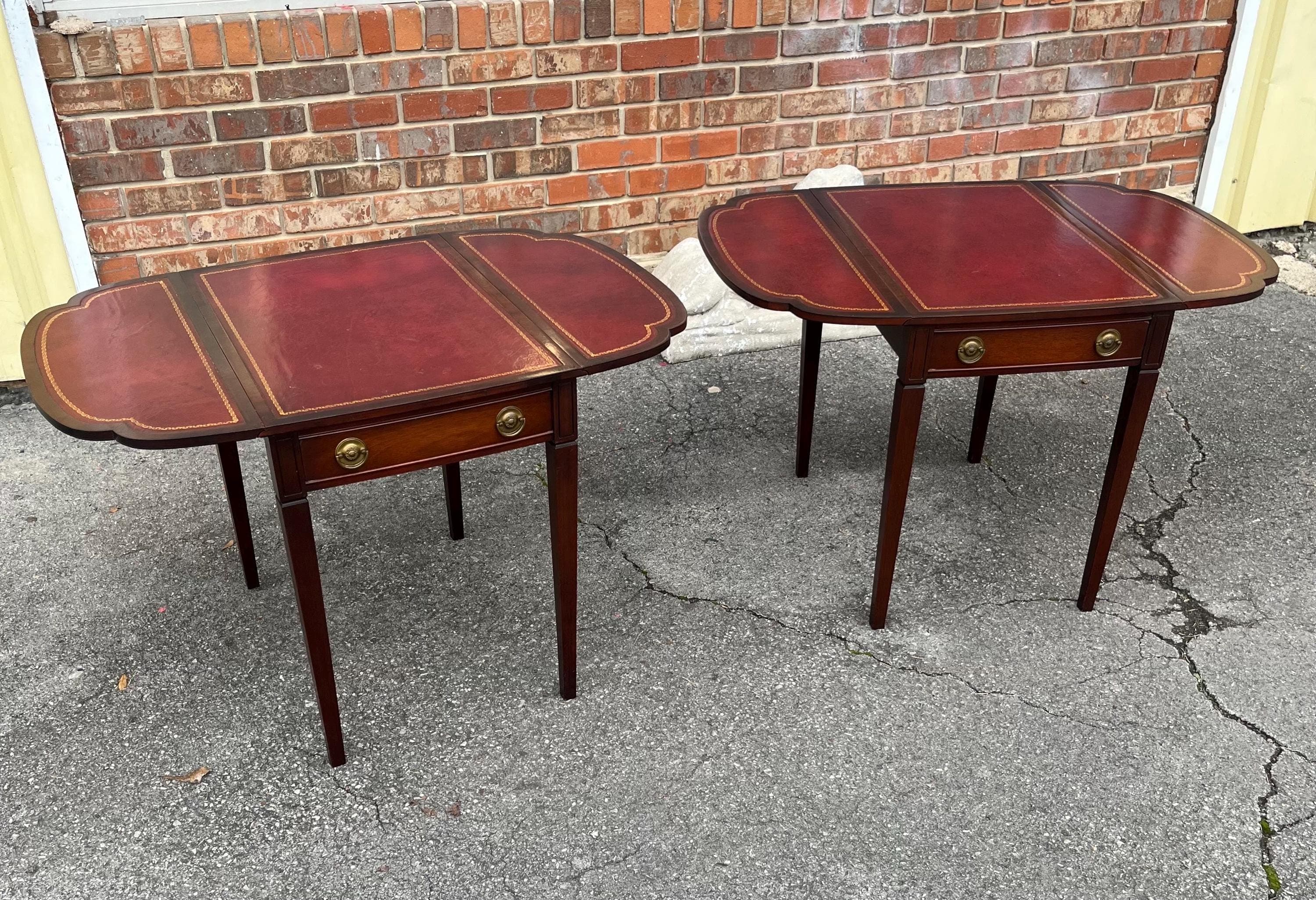 Pair of Leather-Top End Tables by Zangerle - Thumbnail 7