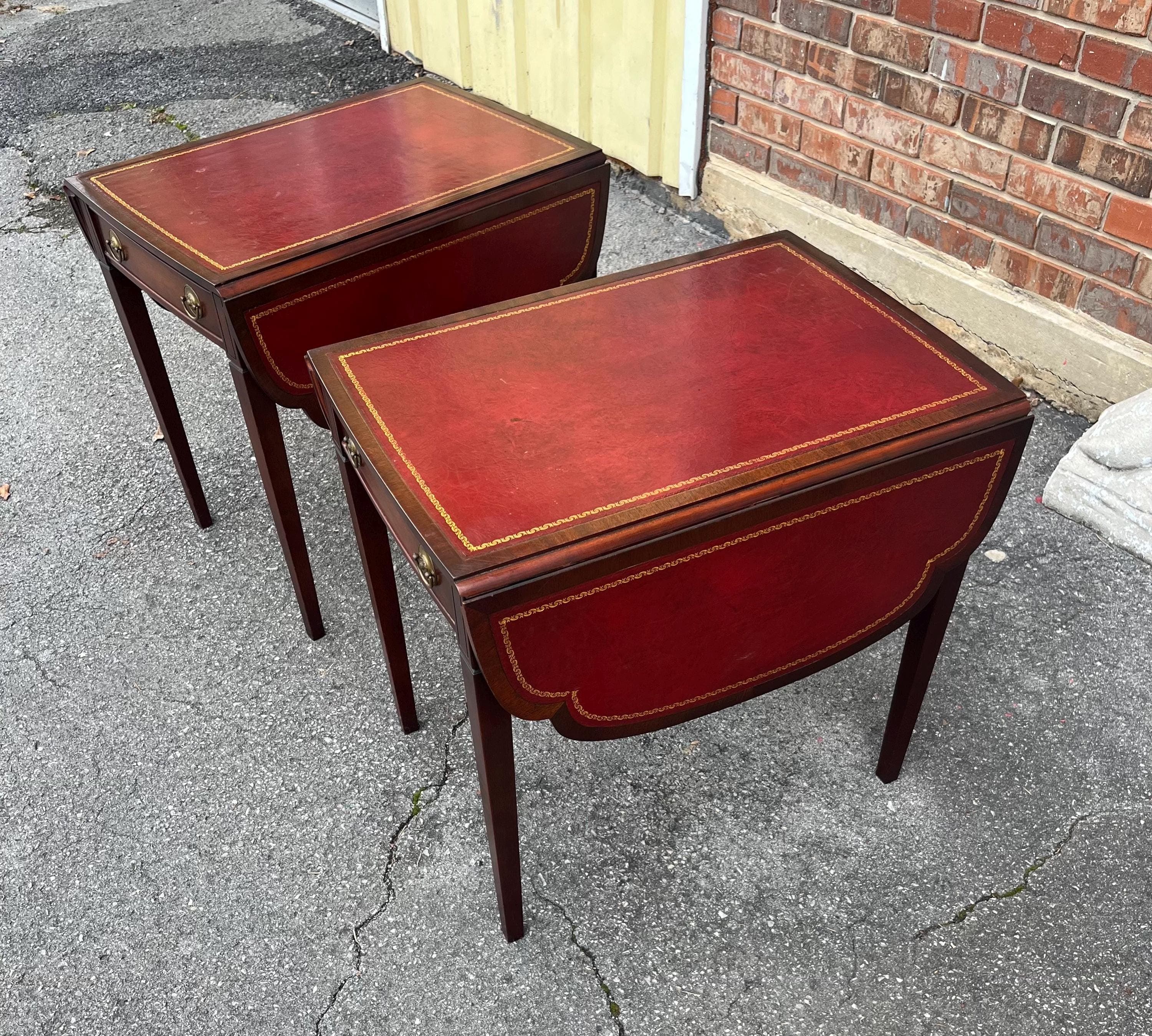 Pair of Leather-Top End Tables by Zangerle - Thumbnail 12