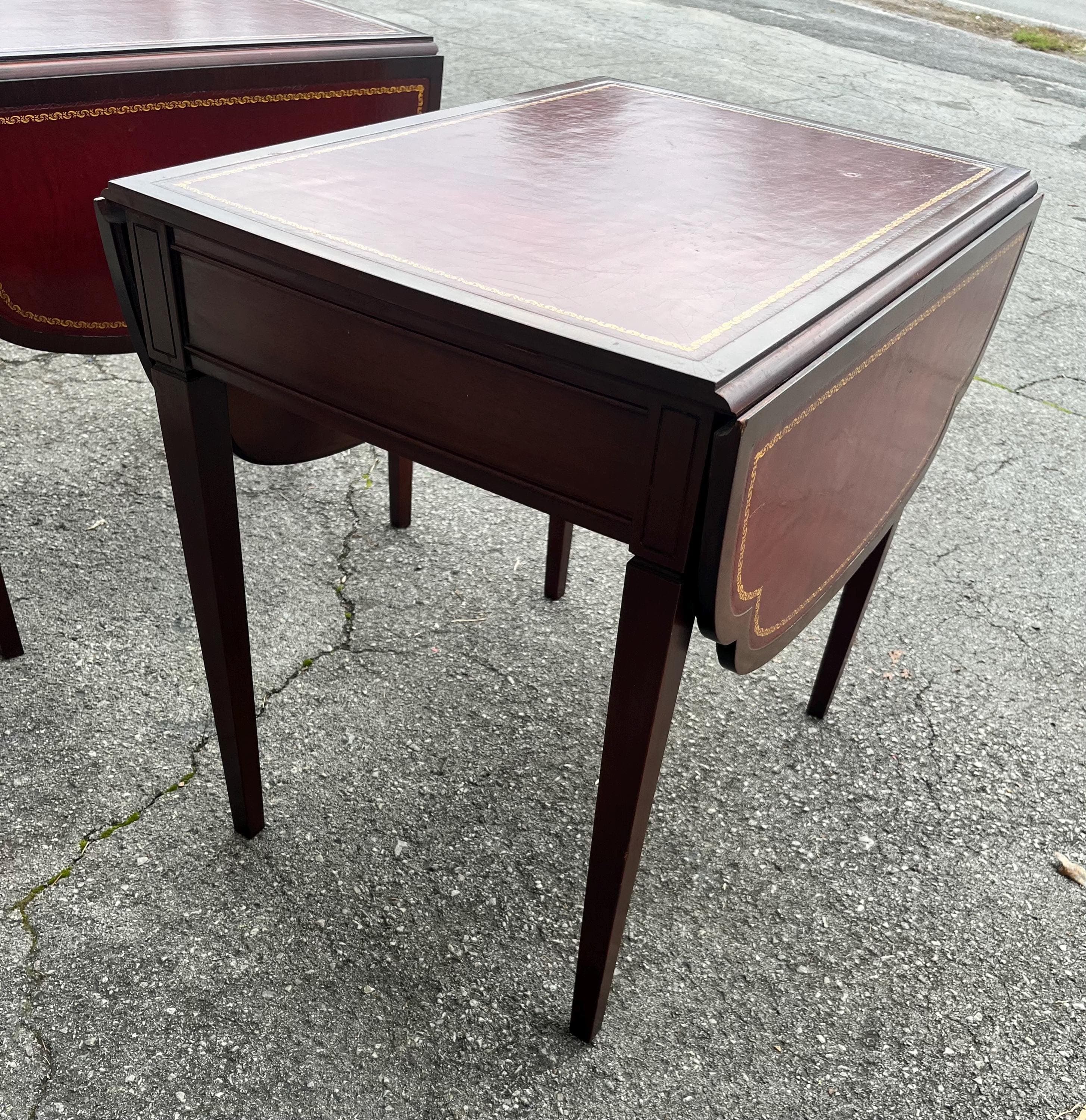 Pair of Leather-Top End Tables by Zangerle - Thumbnail 10