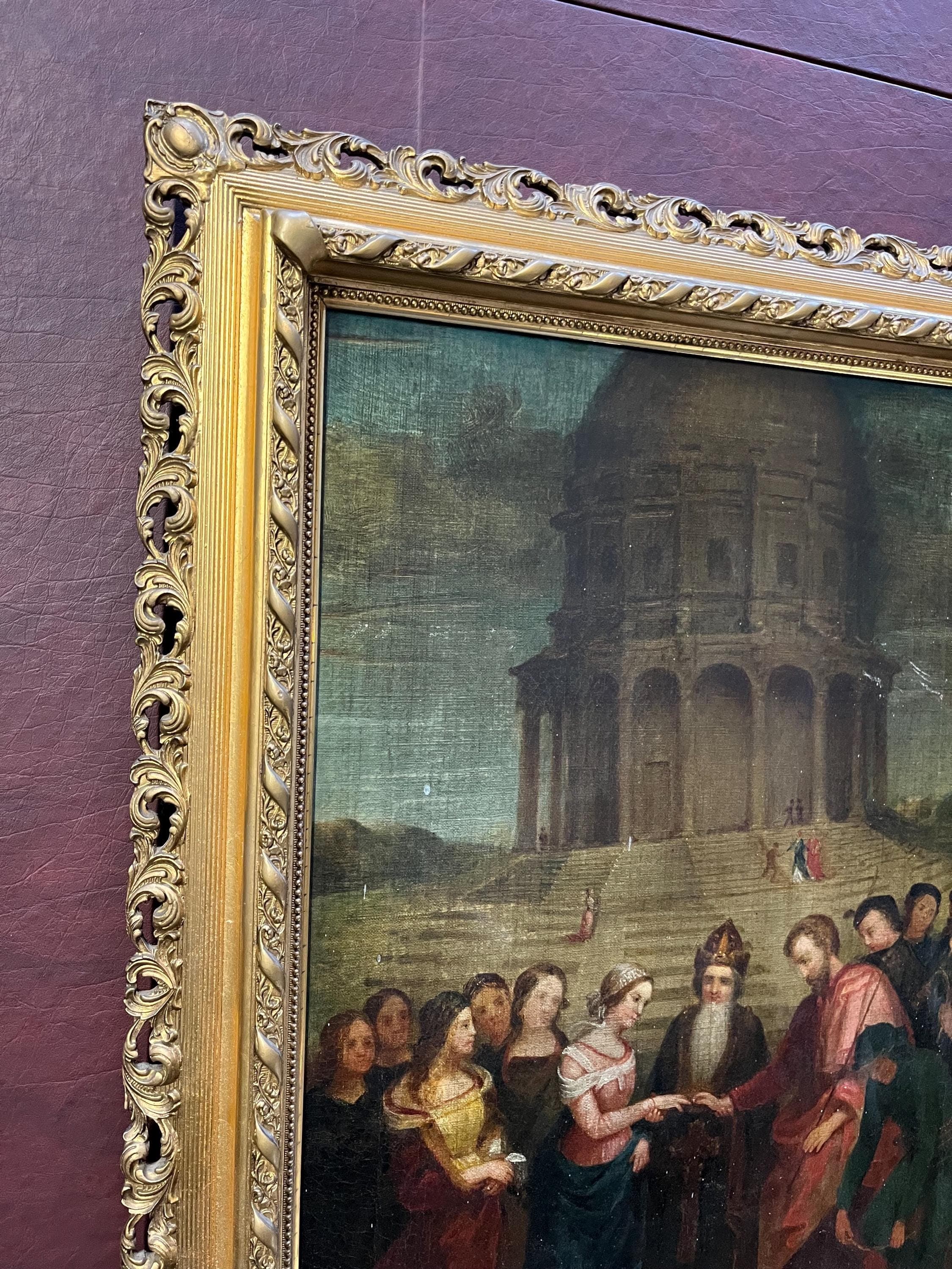 Antique Oil on Canvas After Raphael’s “The Marriage of the Virgin” - Thumbnail 5