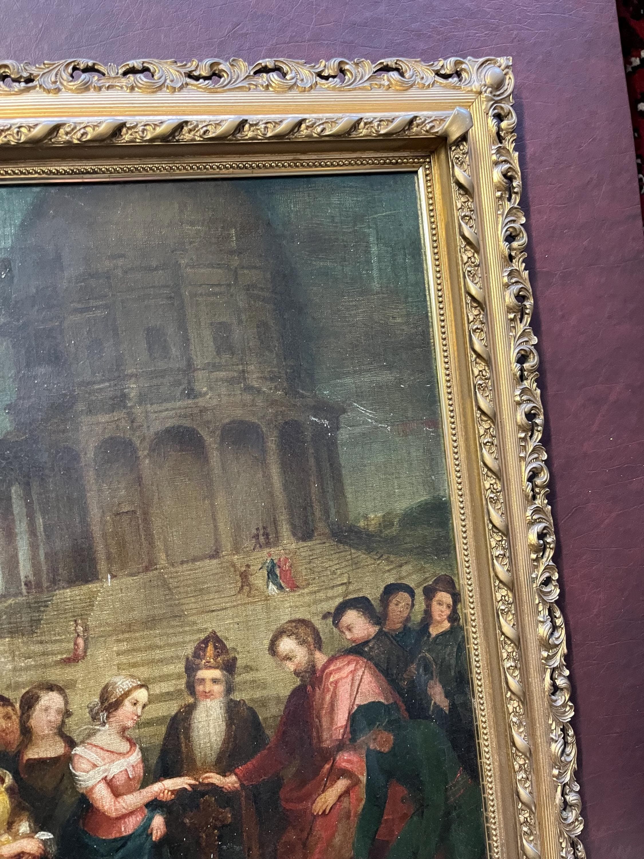 Antique Oil on Canvas After Raphael’s “The Marriage of the Virgin” - Thumbnail 6