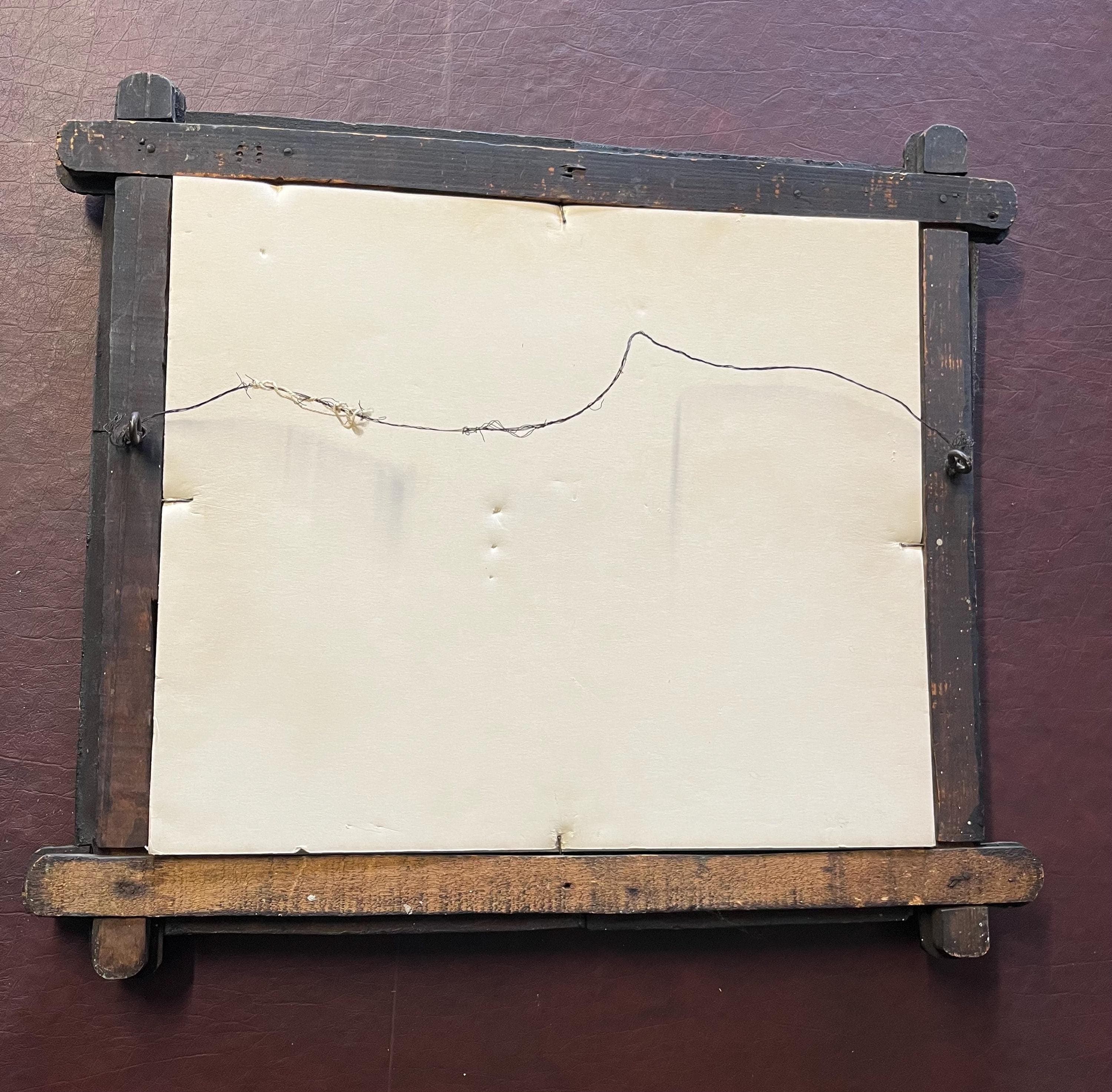 Antique Needlepoint Sampler With Tramp Art Frame - Thumbnail 5