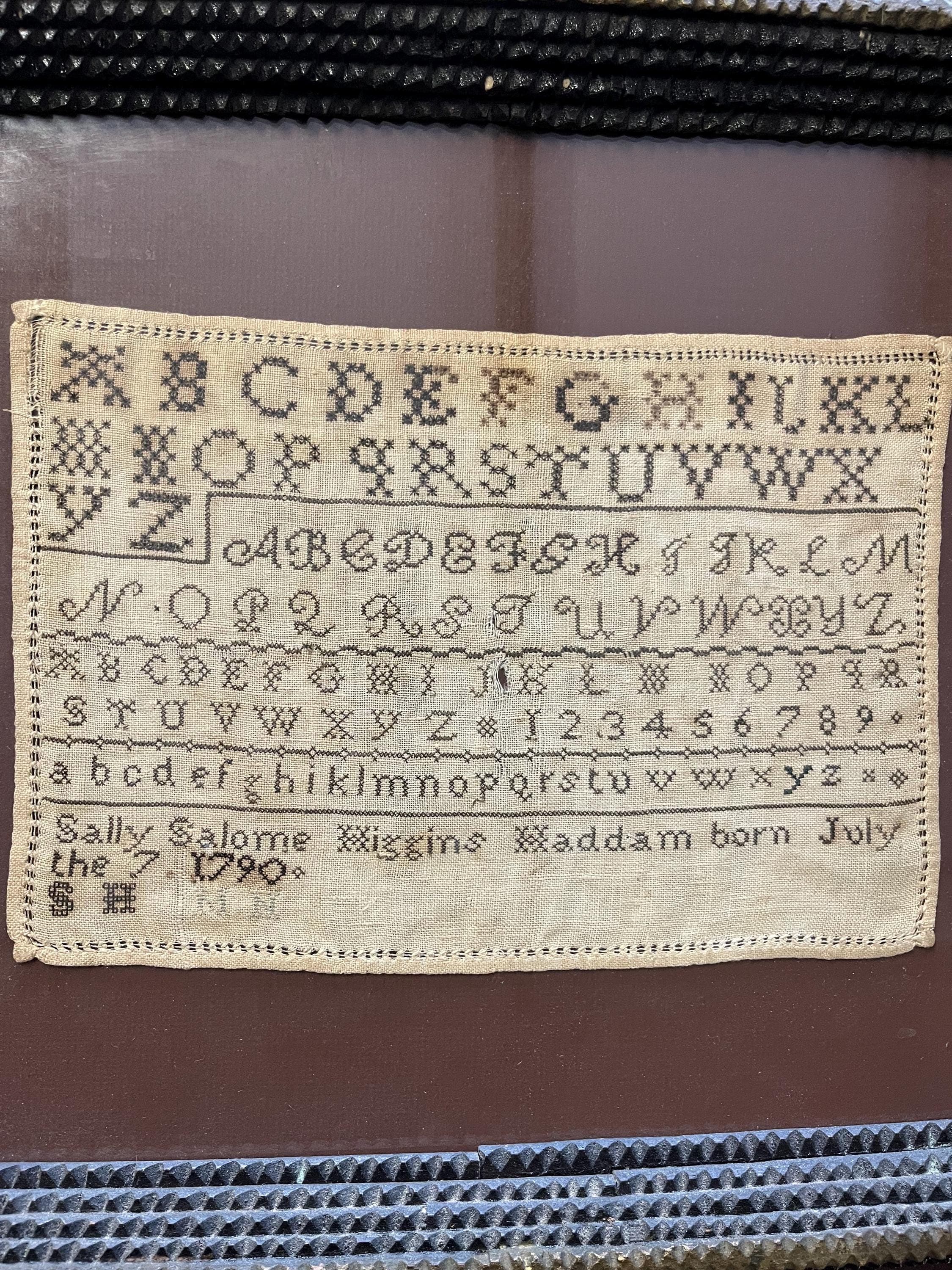 Antique Needlepoint Sampler With Tramp Art Frame - Thumbnail 8