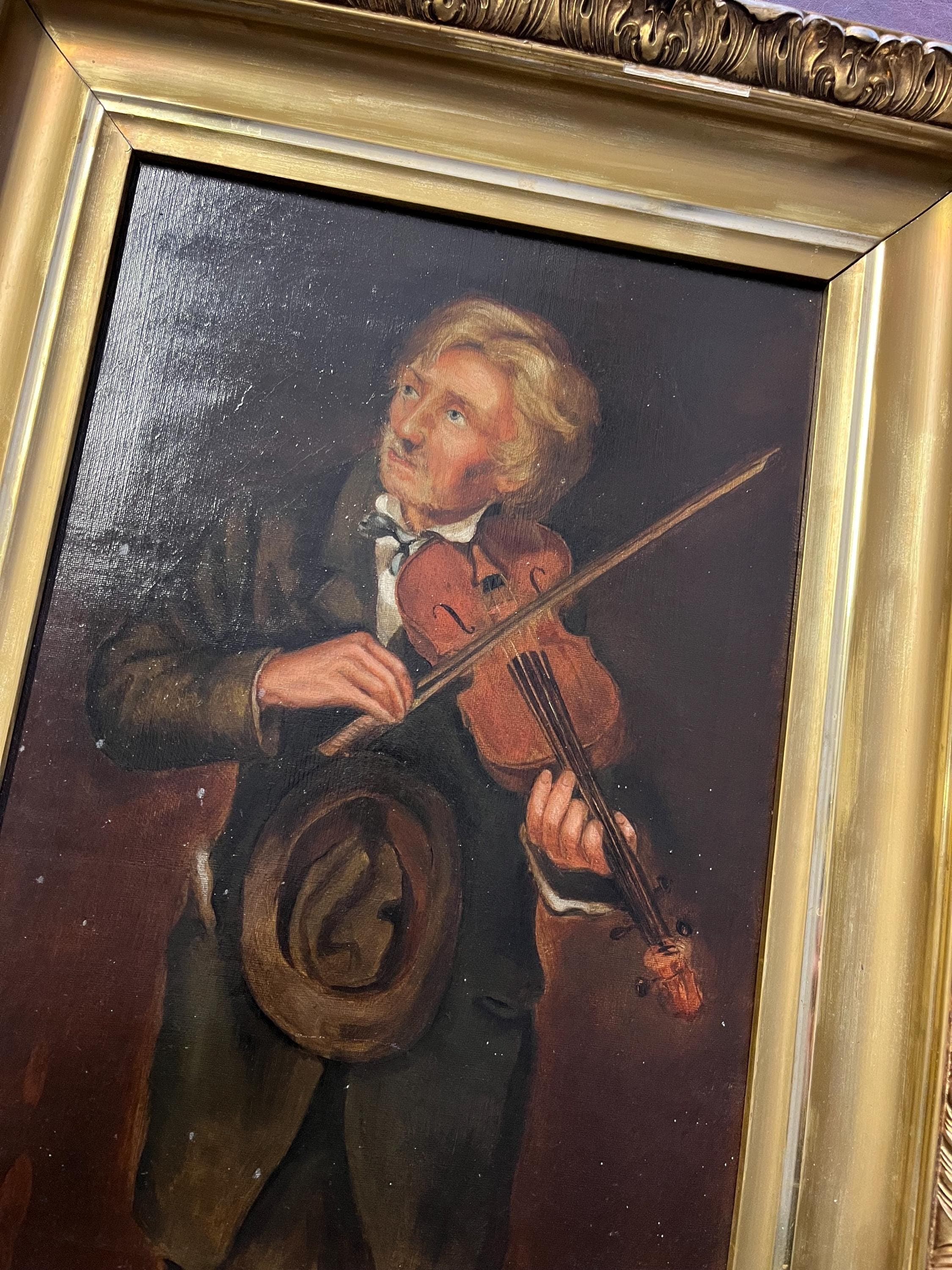 Antique Oil Painting, “The Old Violinist” After John George Brown - Thumbnail 8