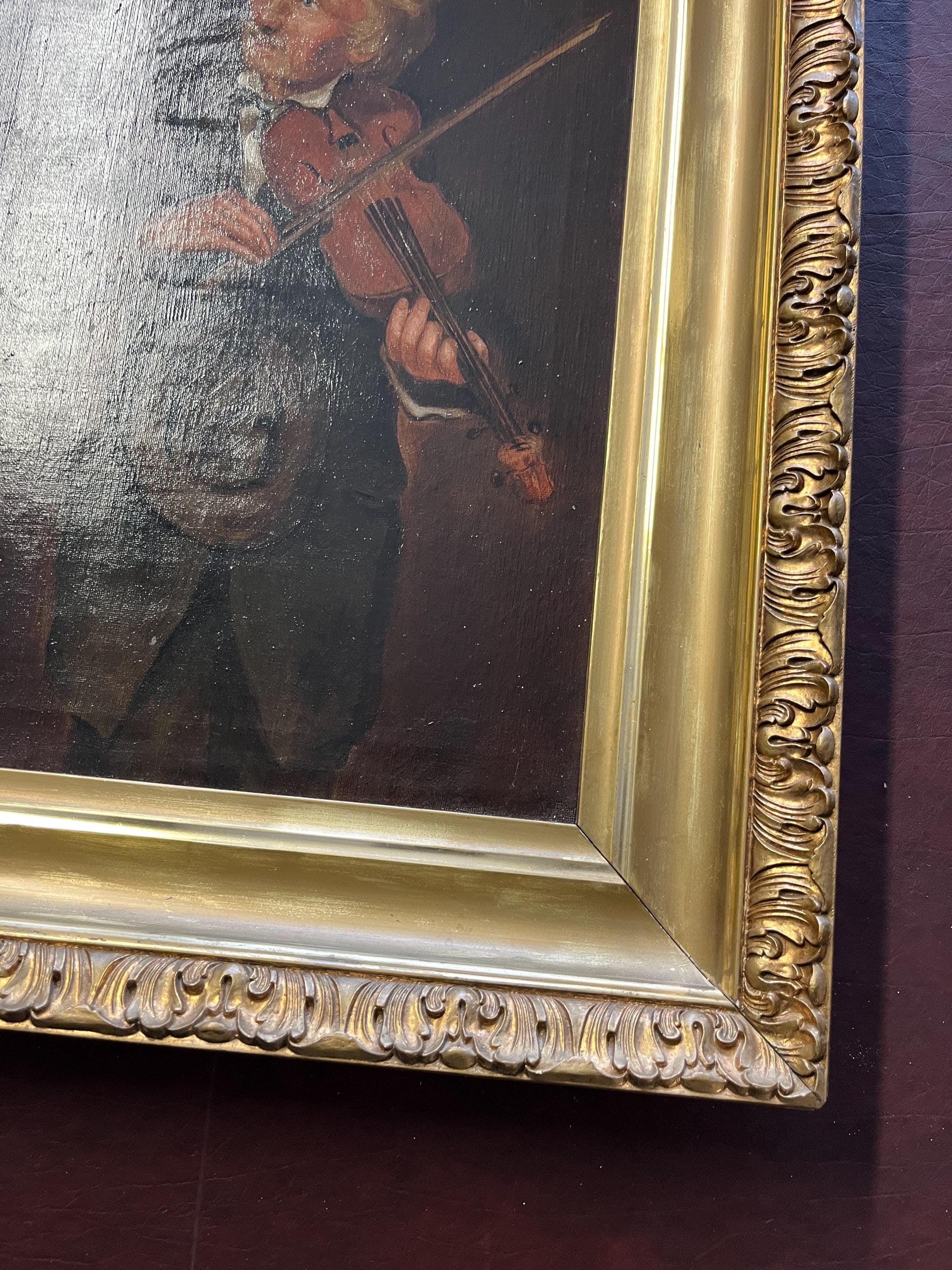 Antique Oil Painting, “The Old Violinist” After John George Brown - Thumbnail 10