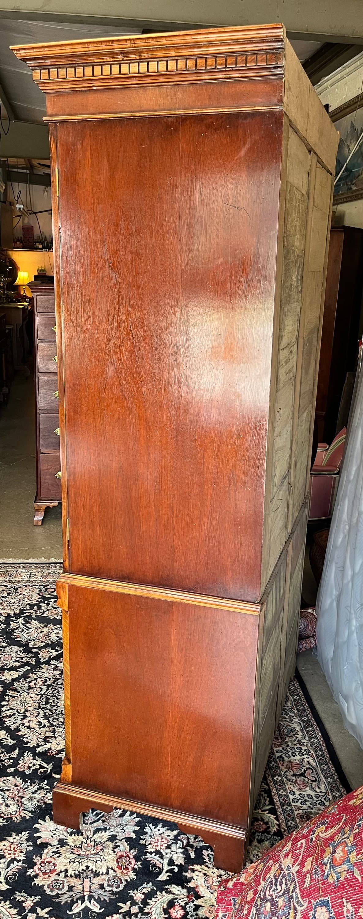 English Mahogany Inlaid Linen Press - Thumbnail 6